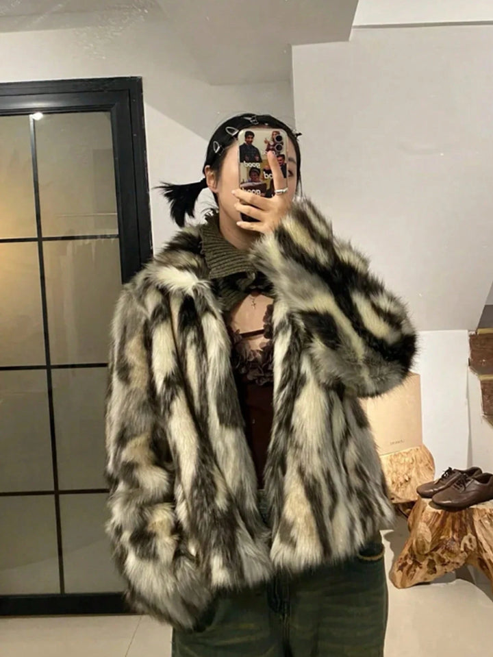Haină de blană SHEIN, mix culori