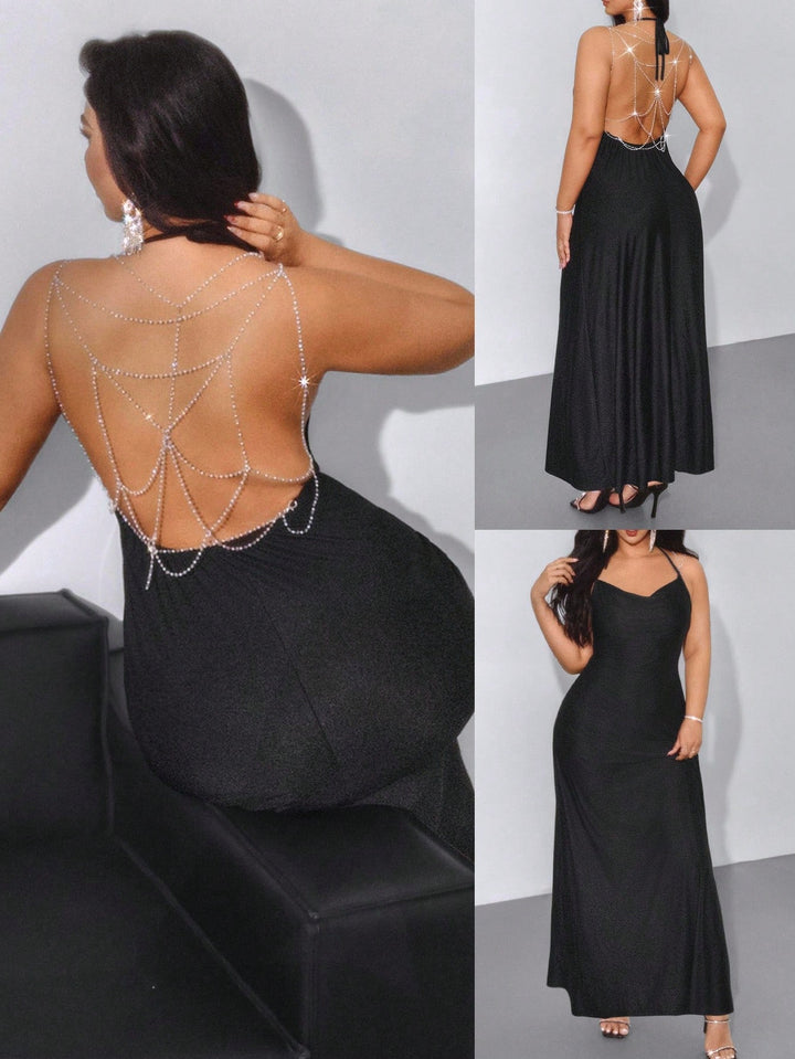 Rochie maxi Shein Curve+, negru