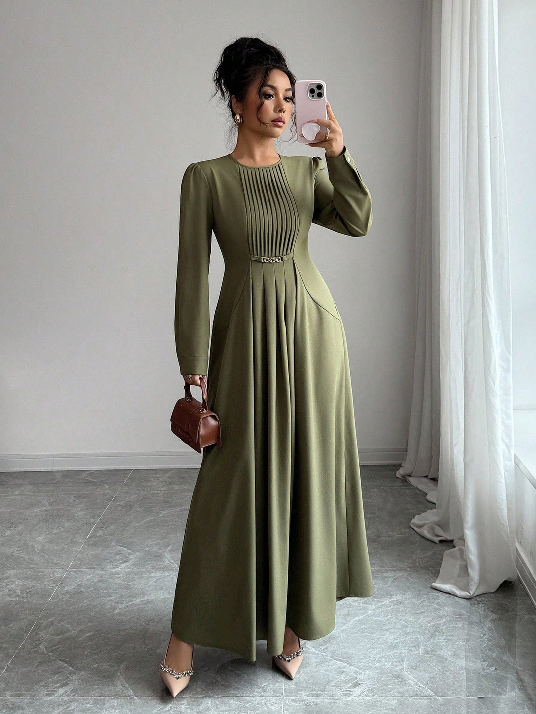 Rochie maxi SHEIN, kaki