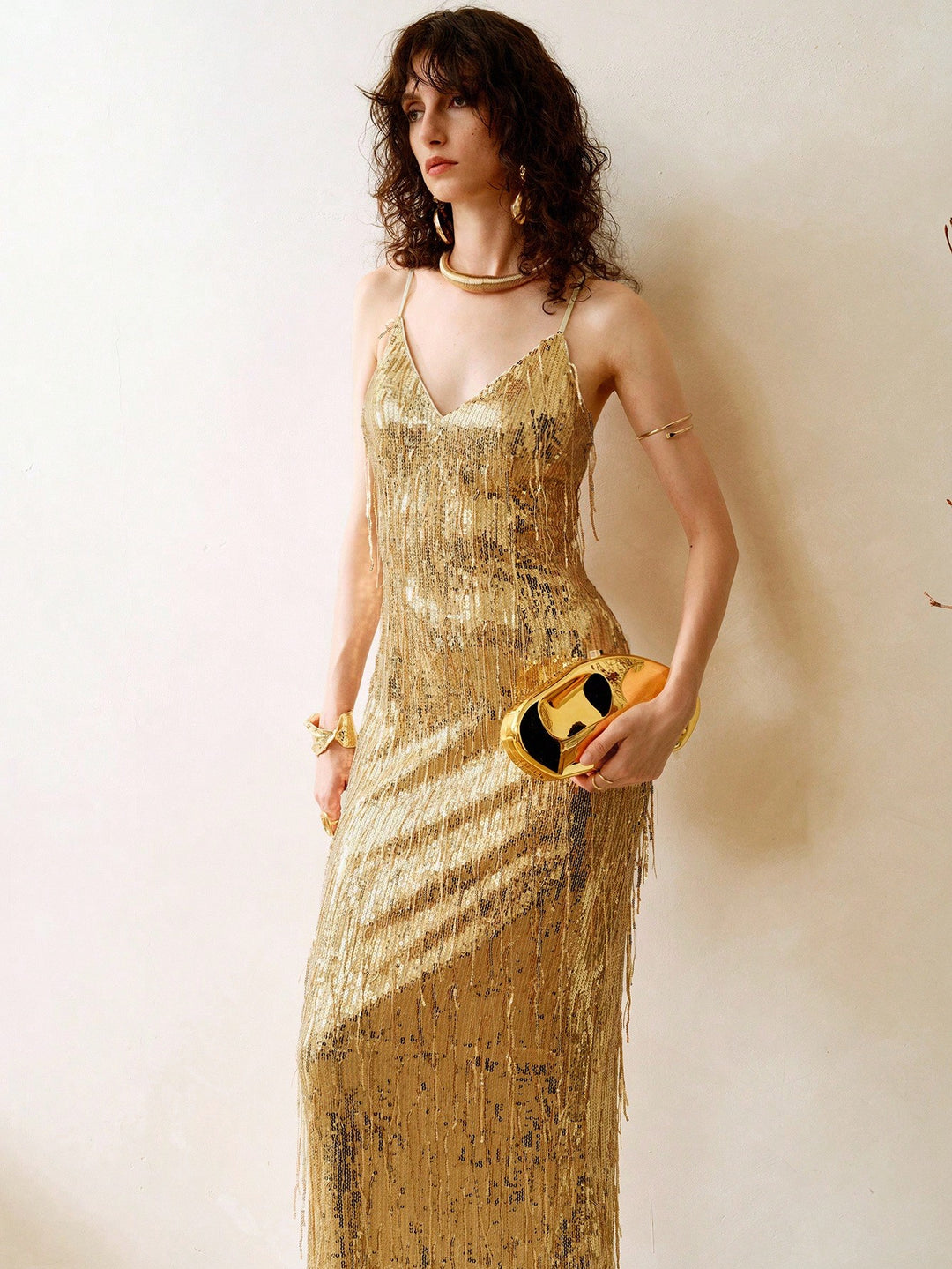 Rochie maxi SHEIN, auriu