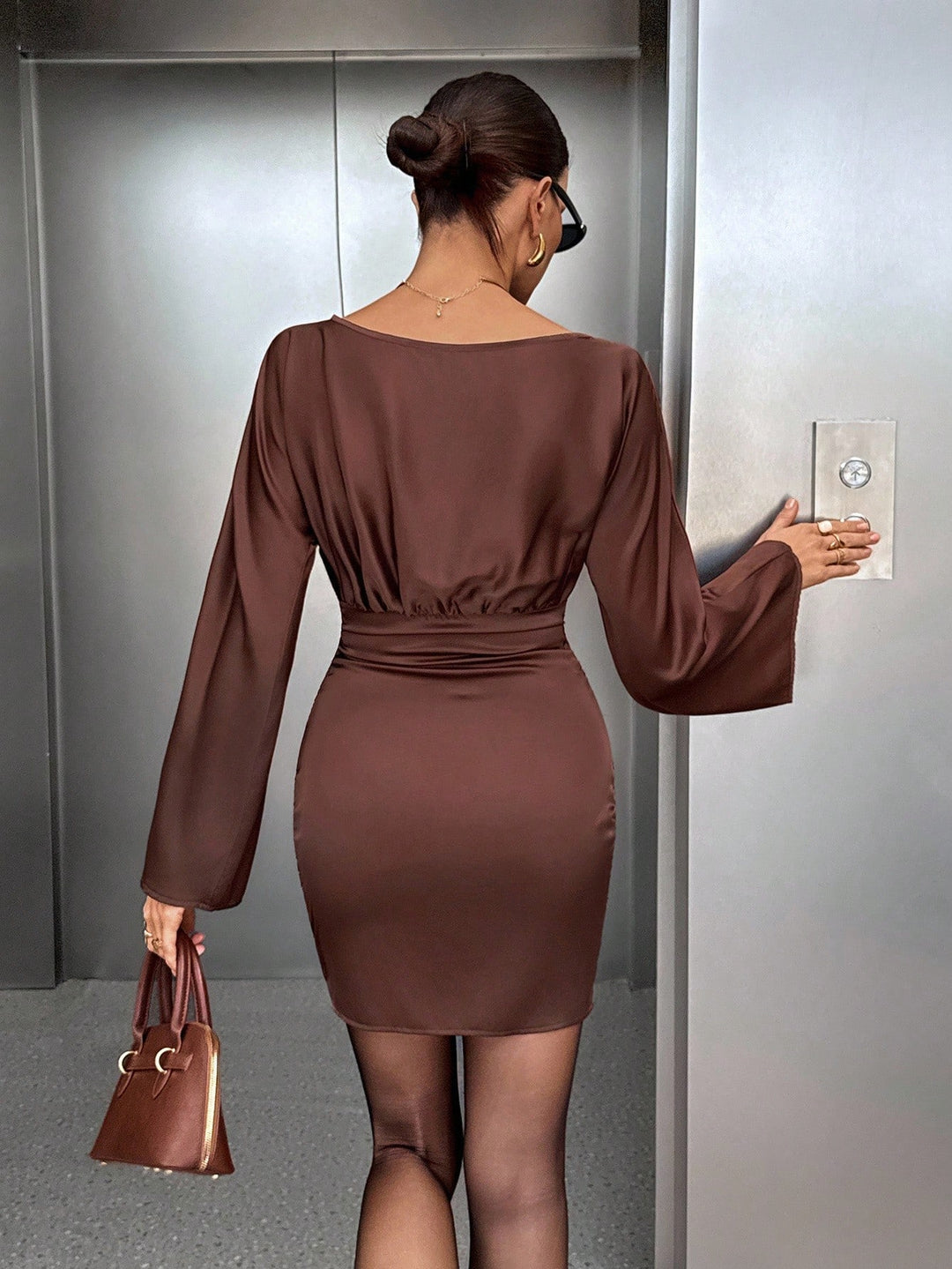 SHEIN mini ruha, barna