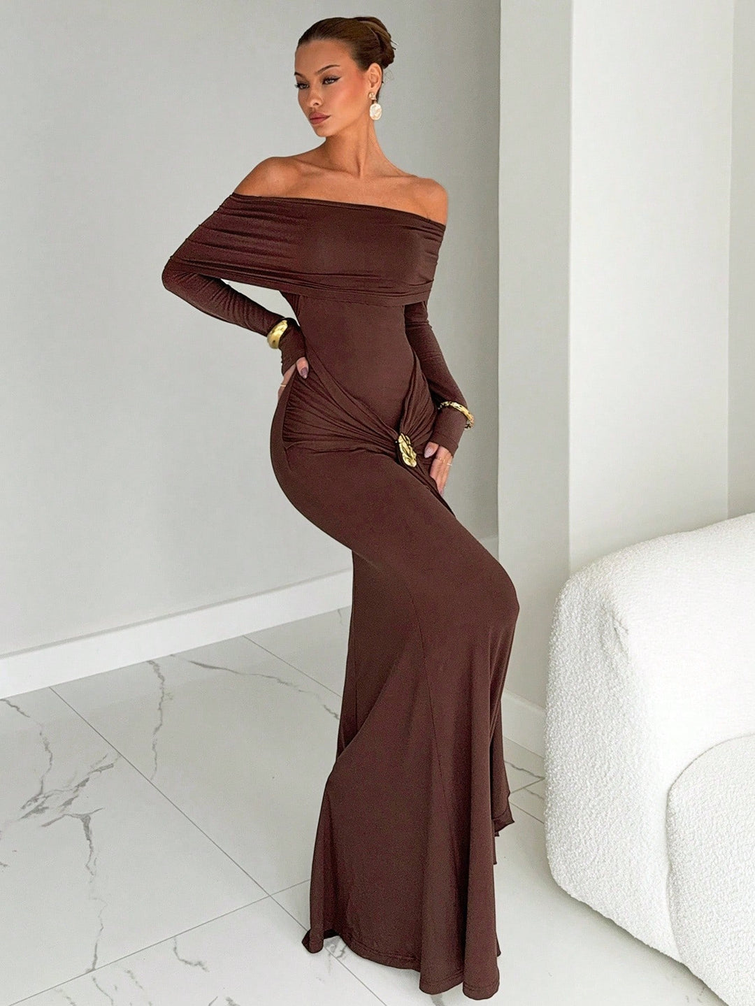 Rochie maxi SHEIN, maro