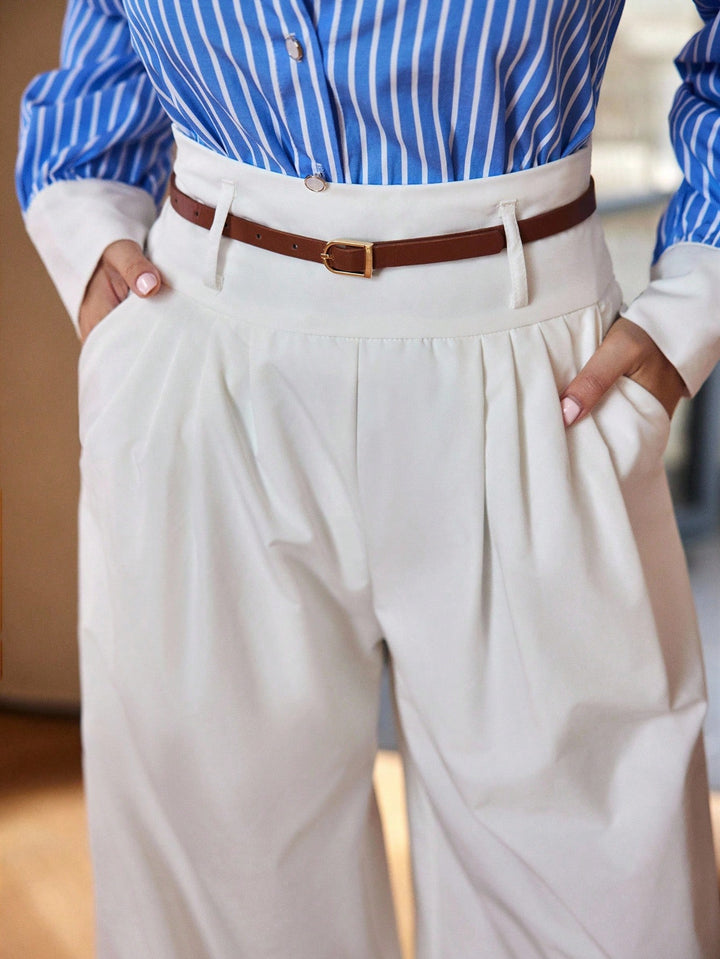 Pantaloni SHEIN, alb