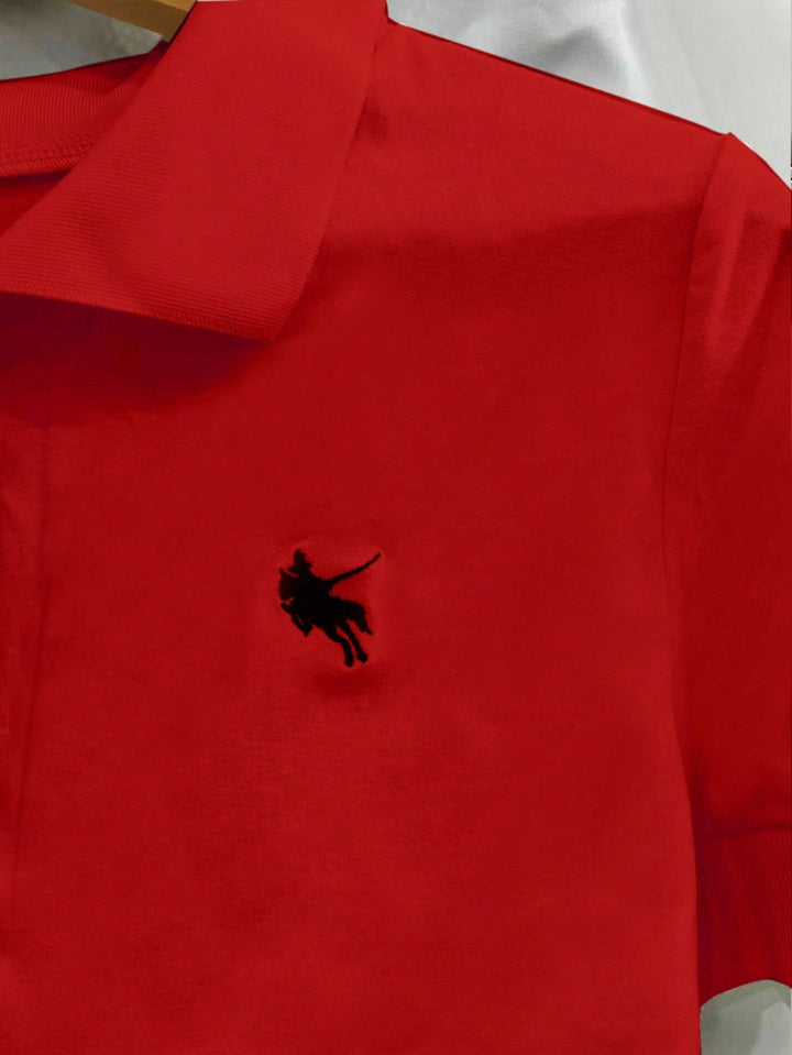 Tricou cu nasturi SHEIN, roșu