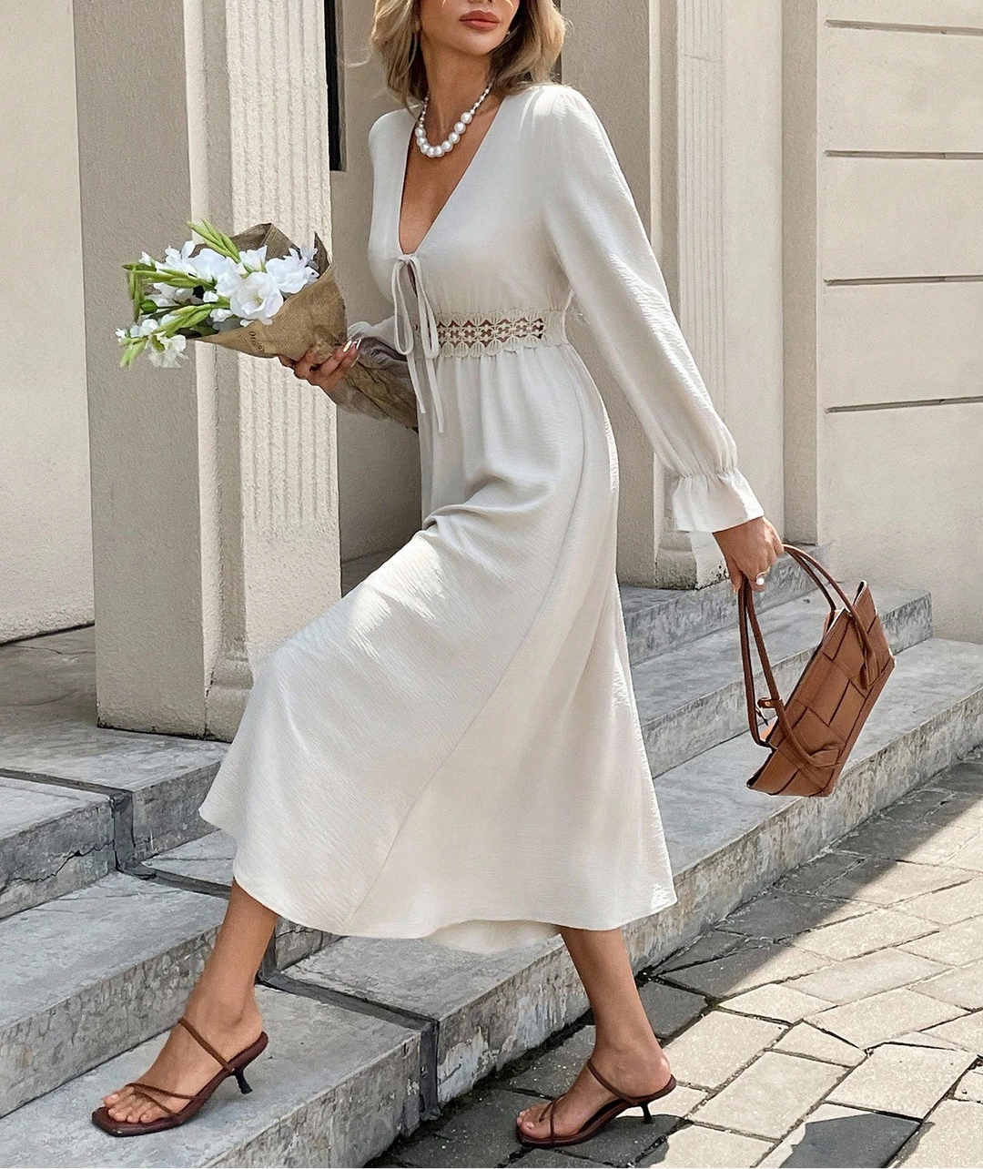 Rochie midi Shein, crem