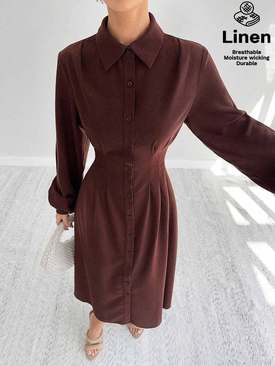 SHEIN Brown Midi Dress