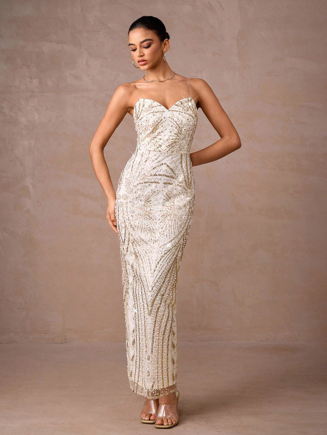Rochie maxi SHEIN, bej
