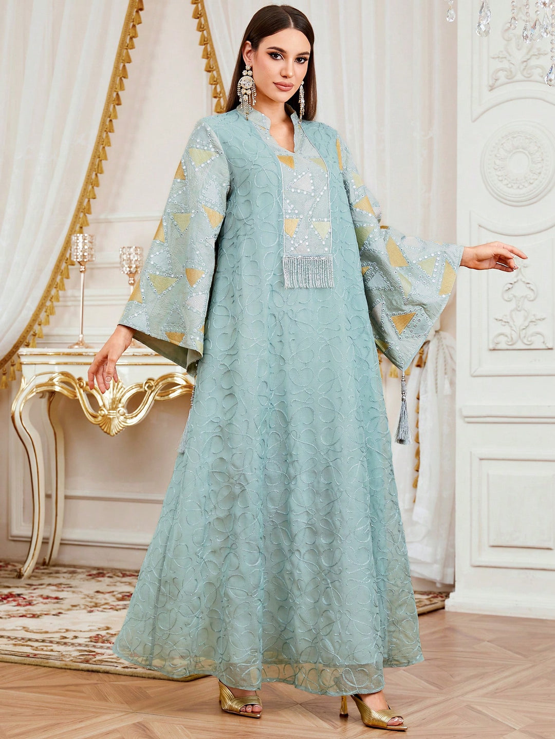 Set caftan și jalabiya SHEIN, verde
