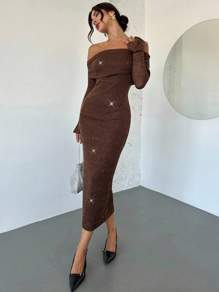 Rochie midi SHEIN, maro