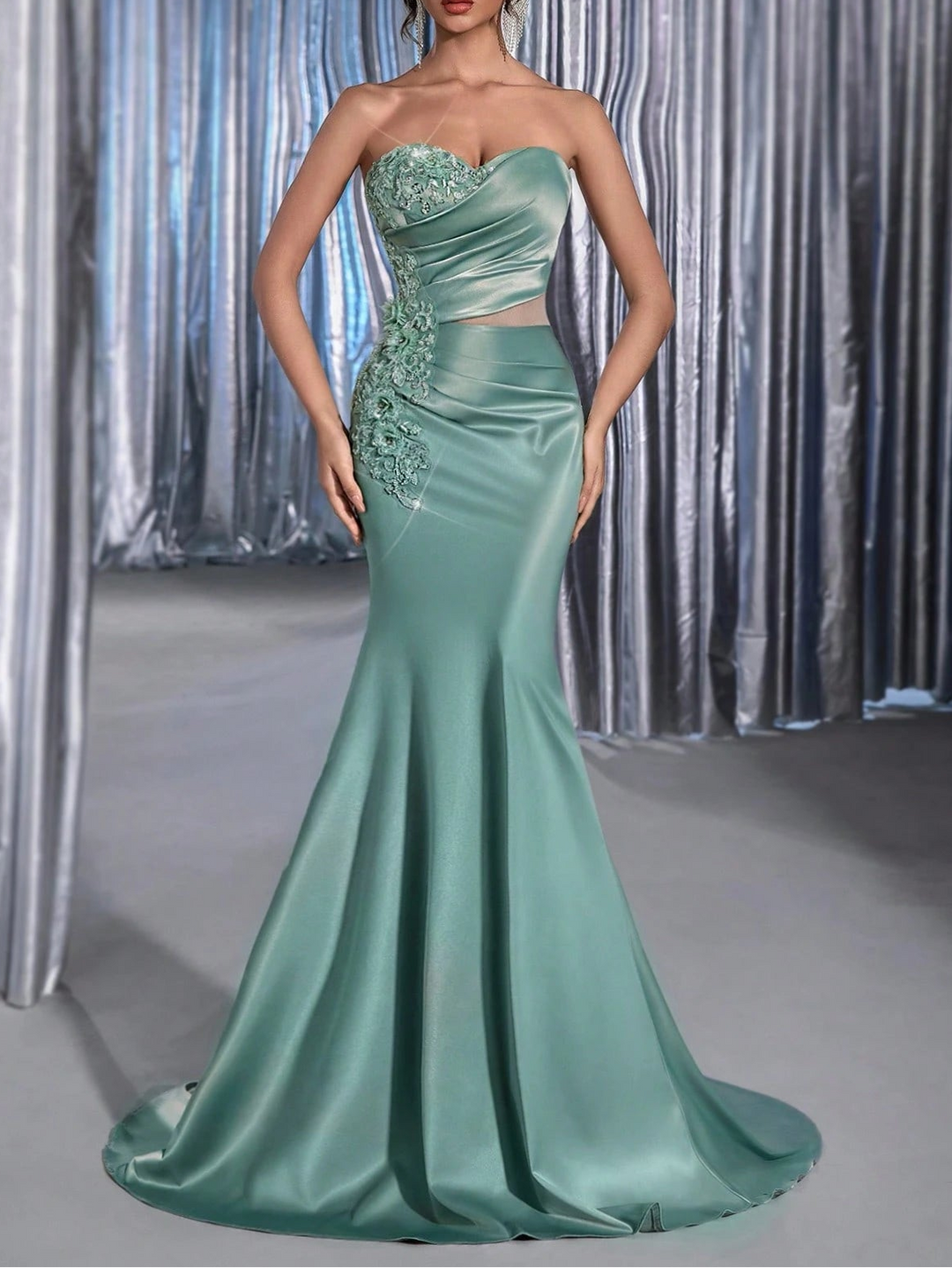 Shein evening dress, green