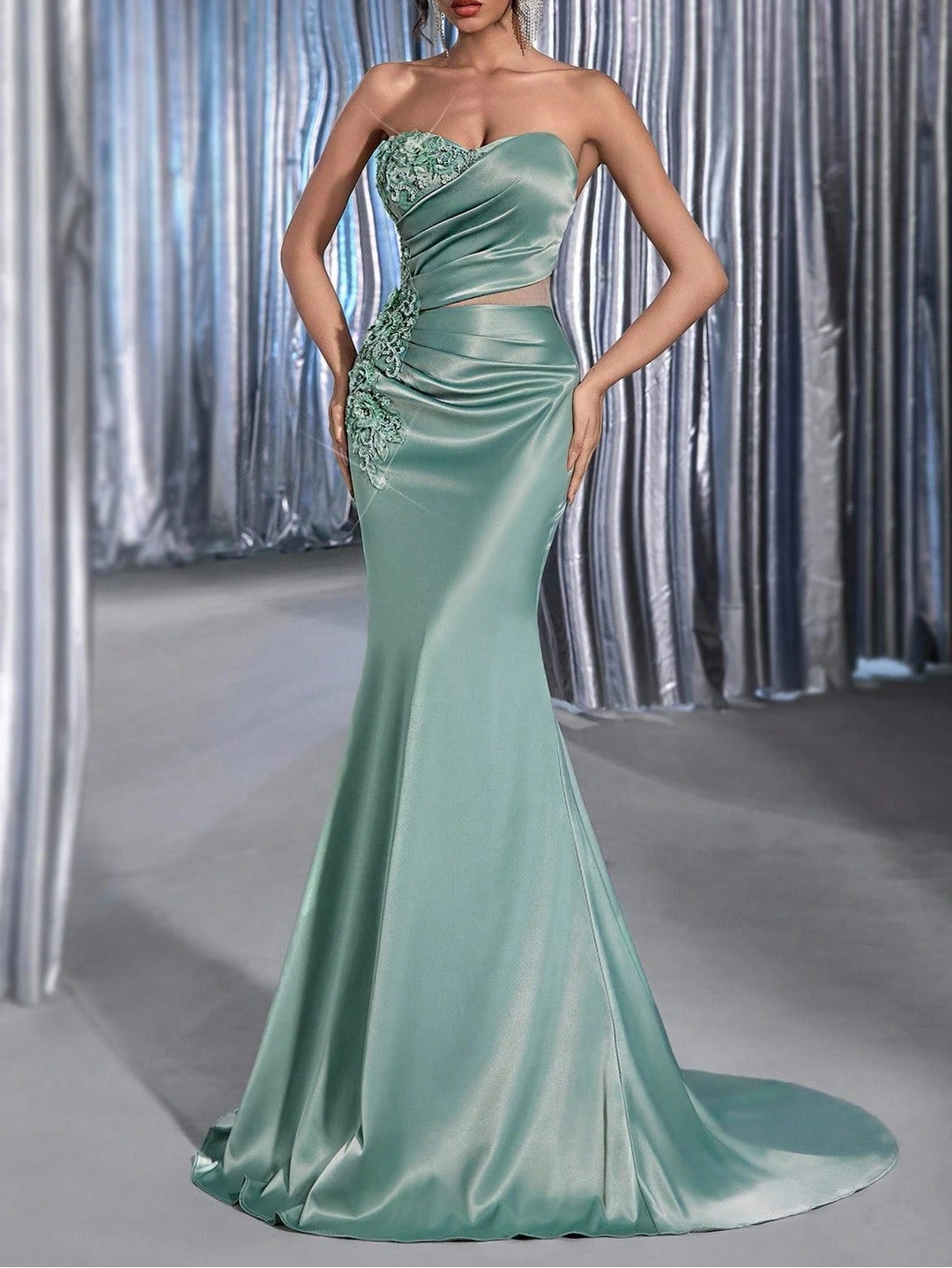 Shein evening dress, green