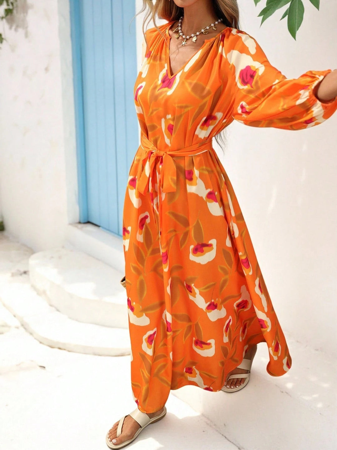 Rochie maxi SHEIN, portocaliu