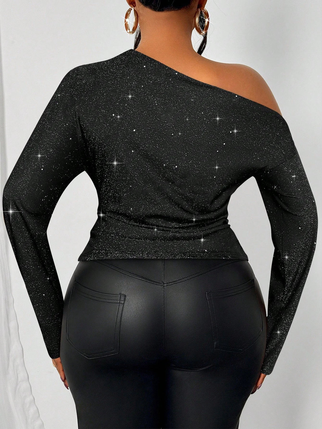Shein Curve+ blúz, fekete