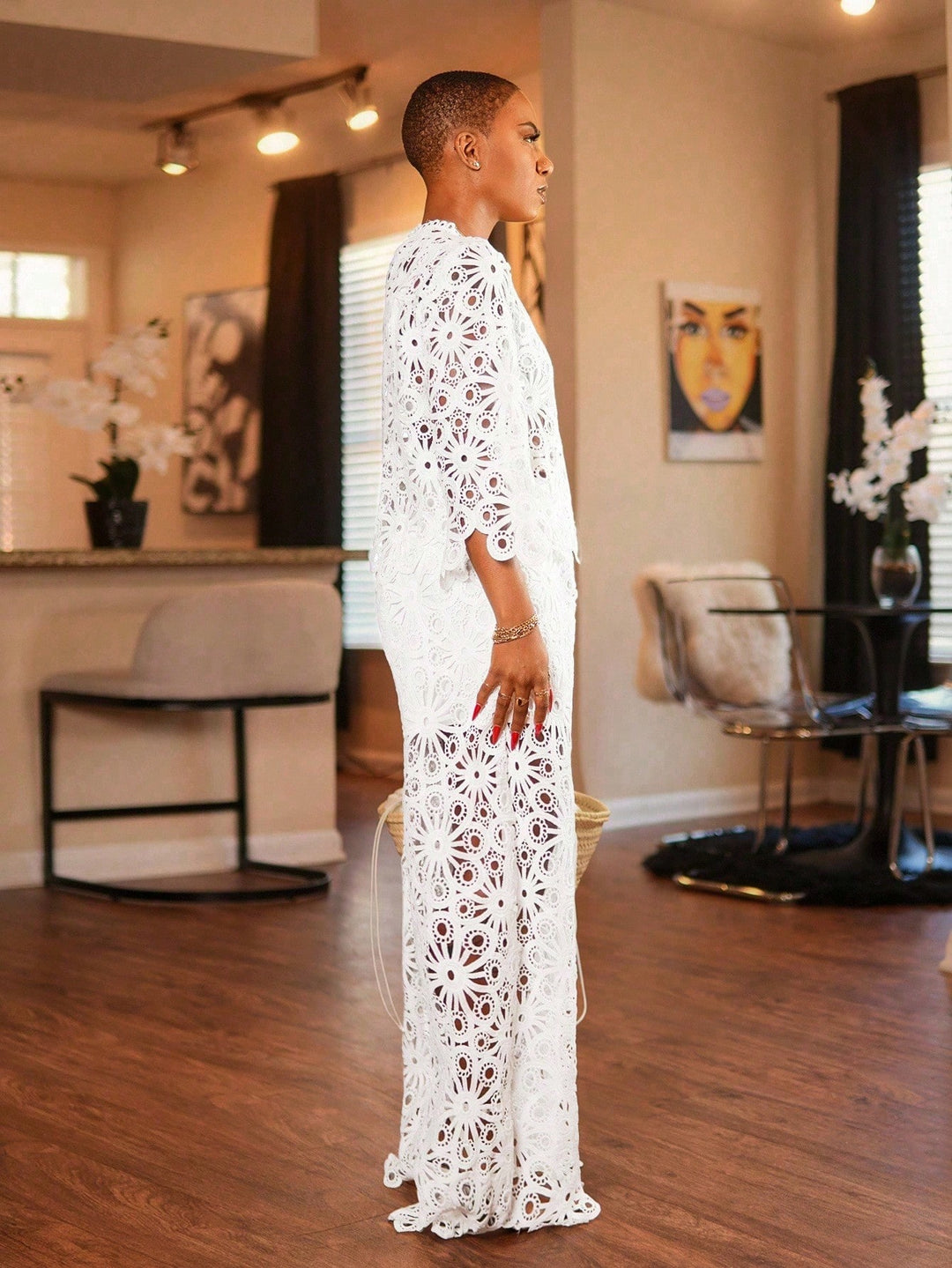 Pantaloni SHEIN, alb