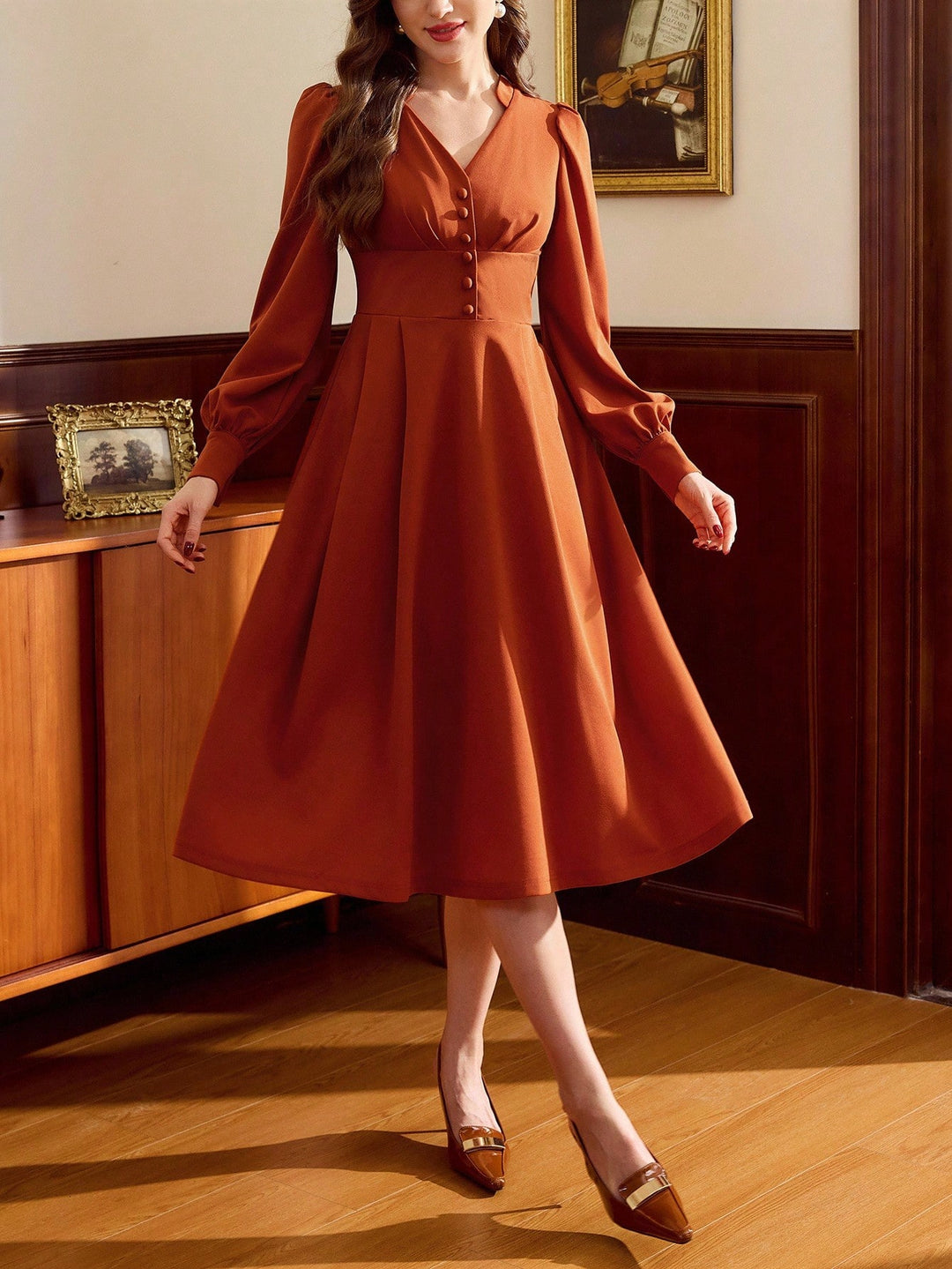 Rochie midi SHEIN, maro