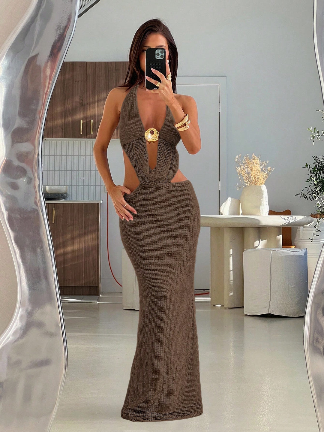 Rochie maxi SHEIN, maro