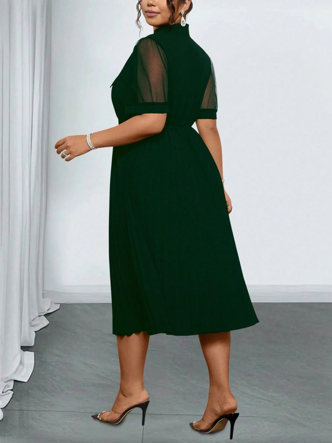 Shein Curve midi ruha, zöld