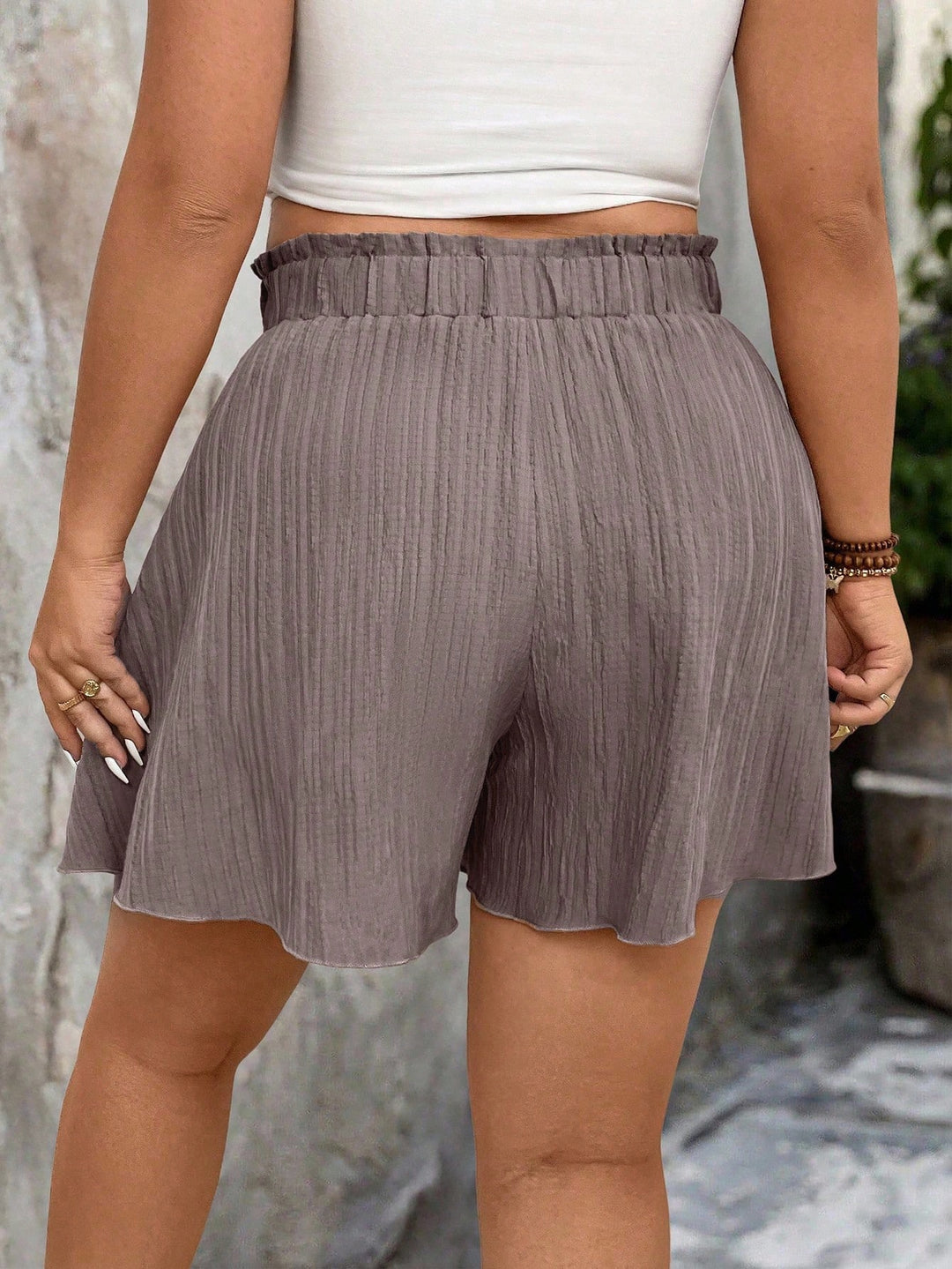 Pantaloni scurți Shein Curve+, mov