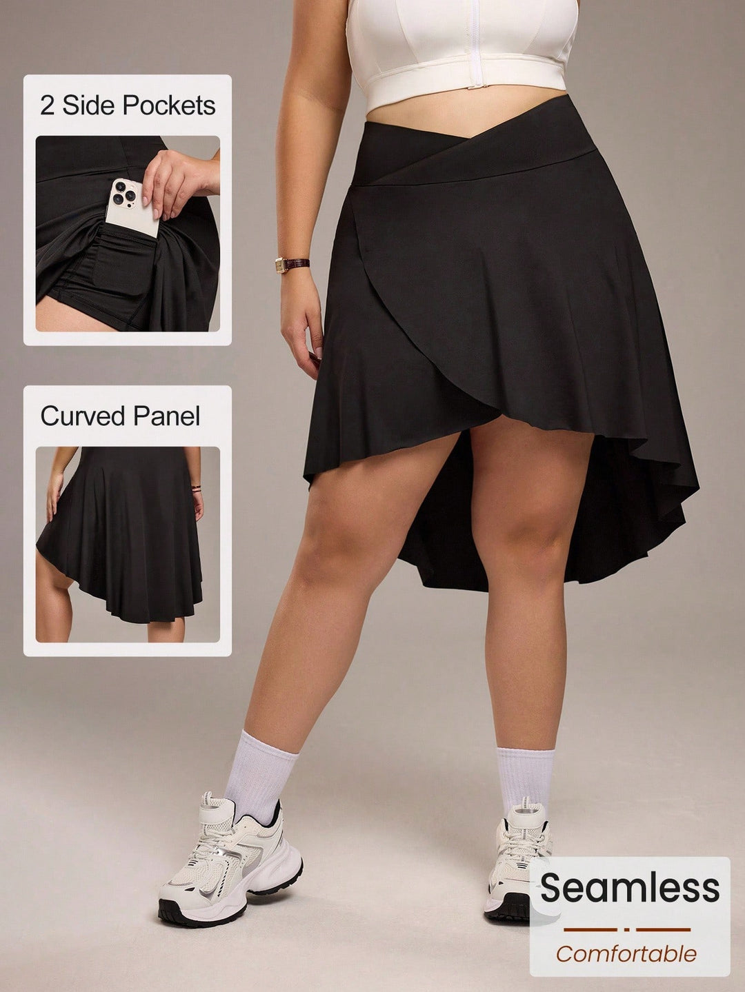 Fustă mini Shein Curve+, negru