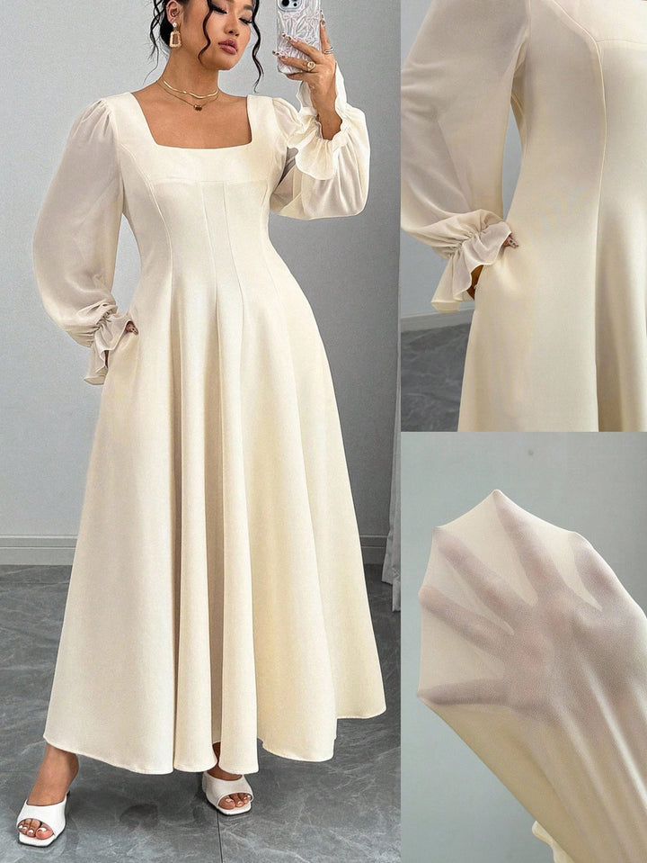Rochie maxi Shein Curve+, crem