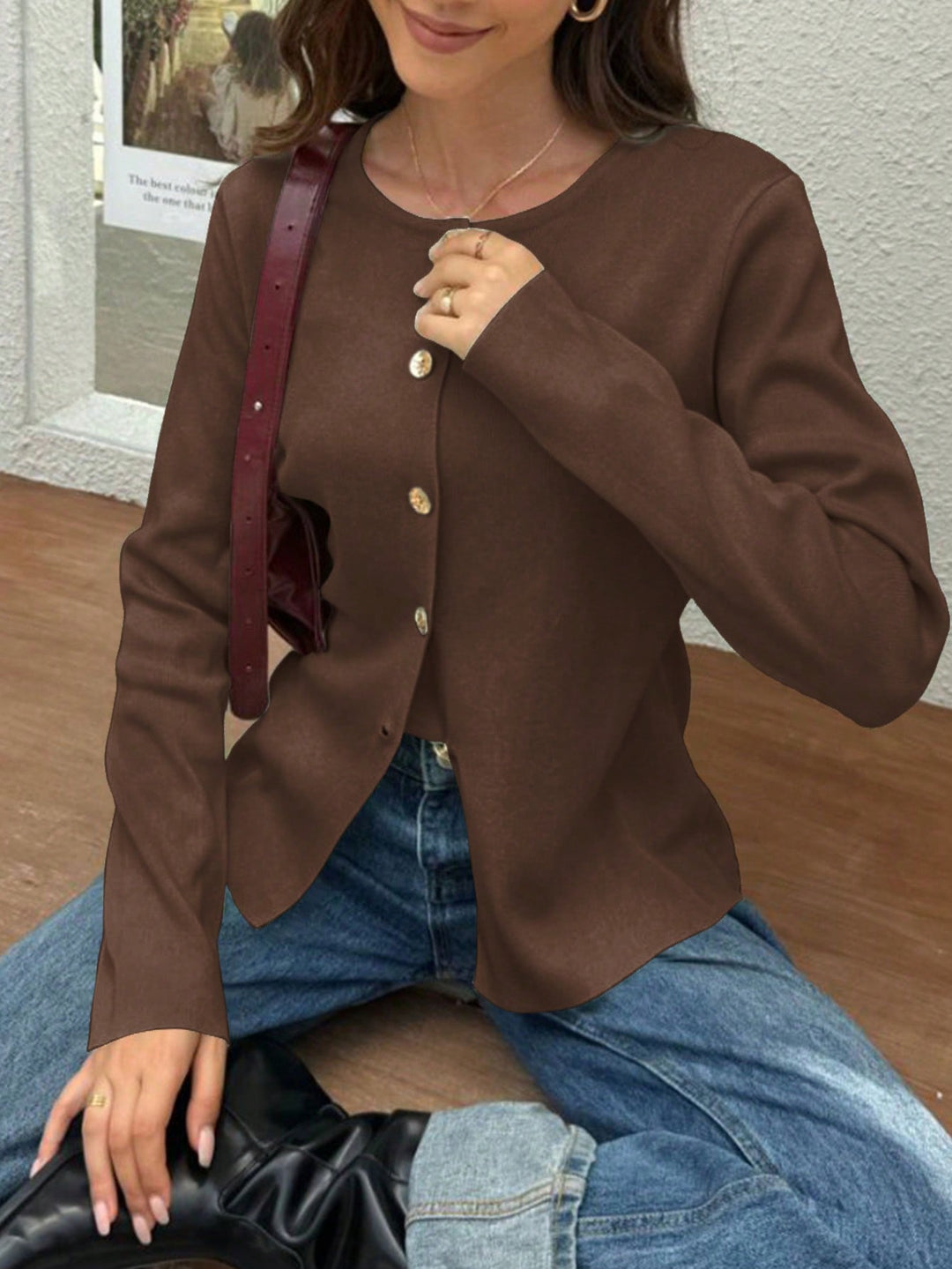 Cardigan SHEIN, maro