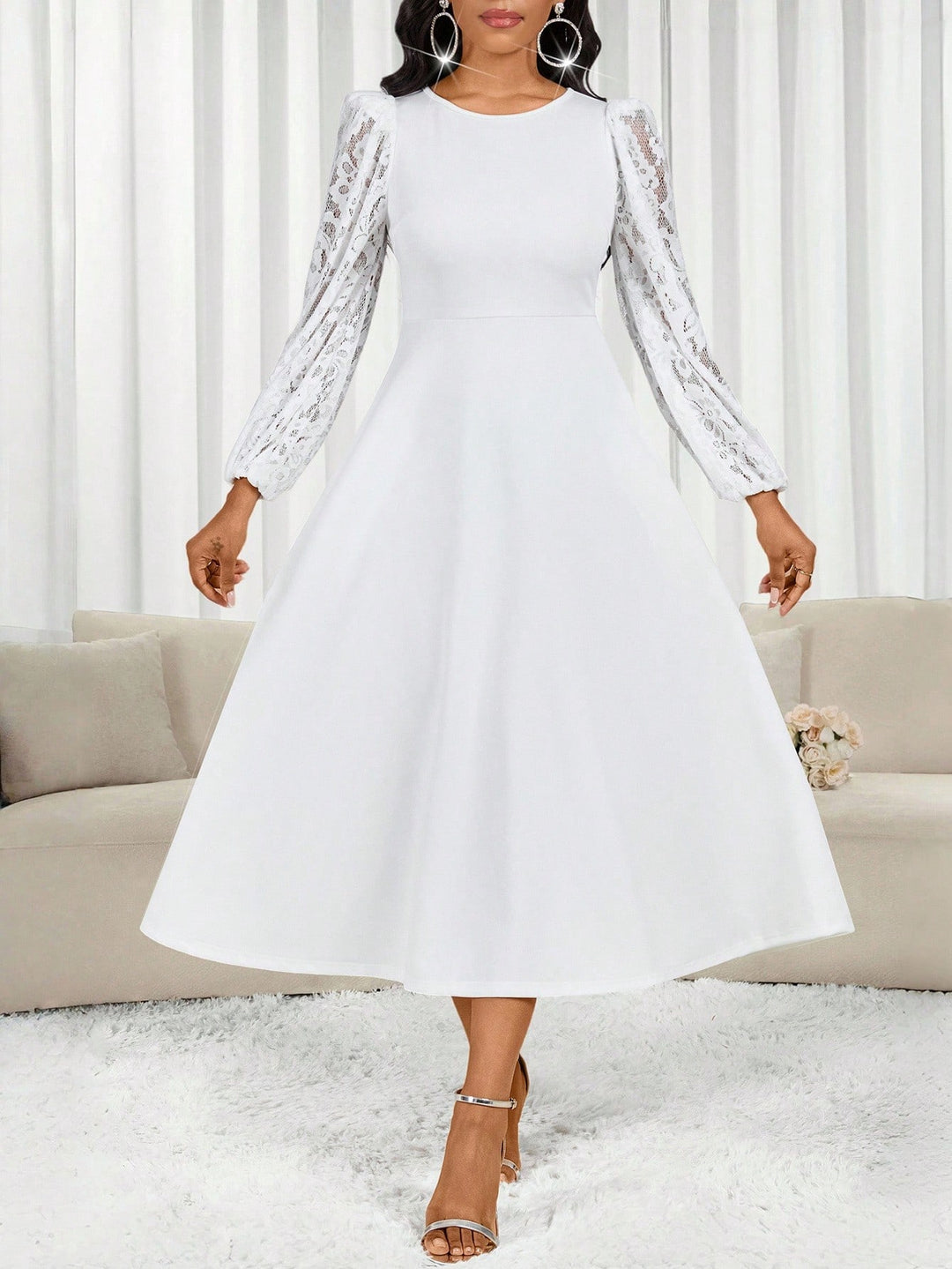 Rochie midi SHEIN, alb