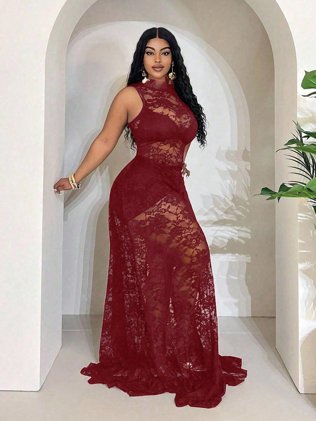 Rochie maxi SHEIN, vișiniu
