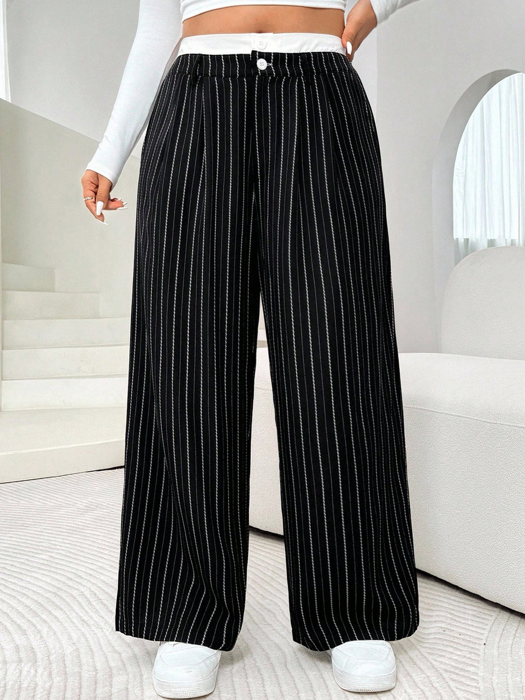 Pantalon de costum SHEIN, negru
