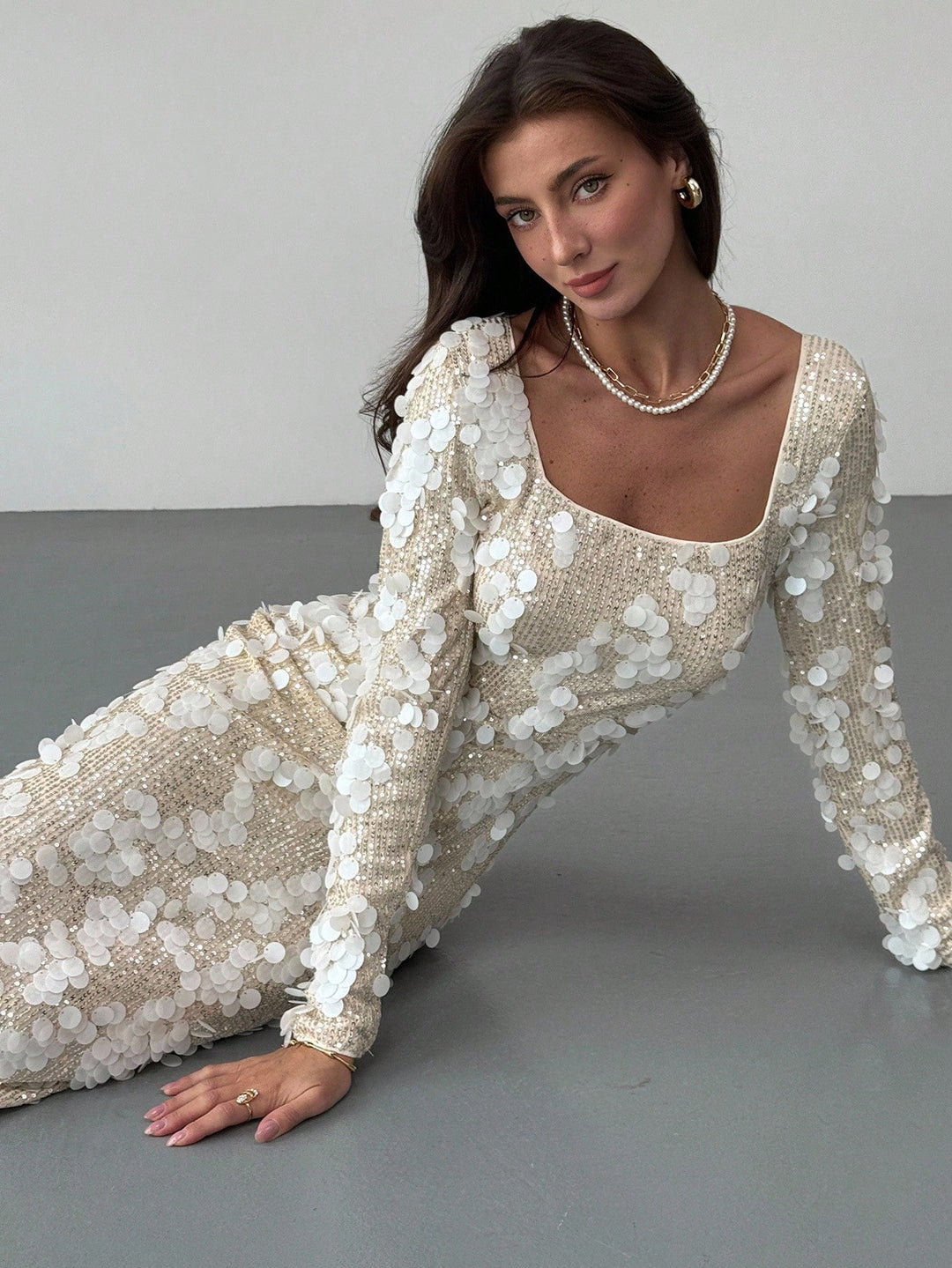 Rochie maxi SHEIN, crem
