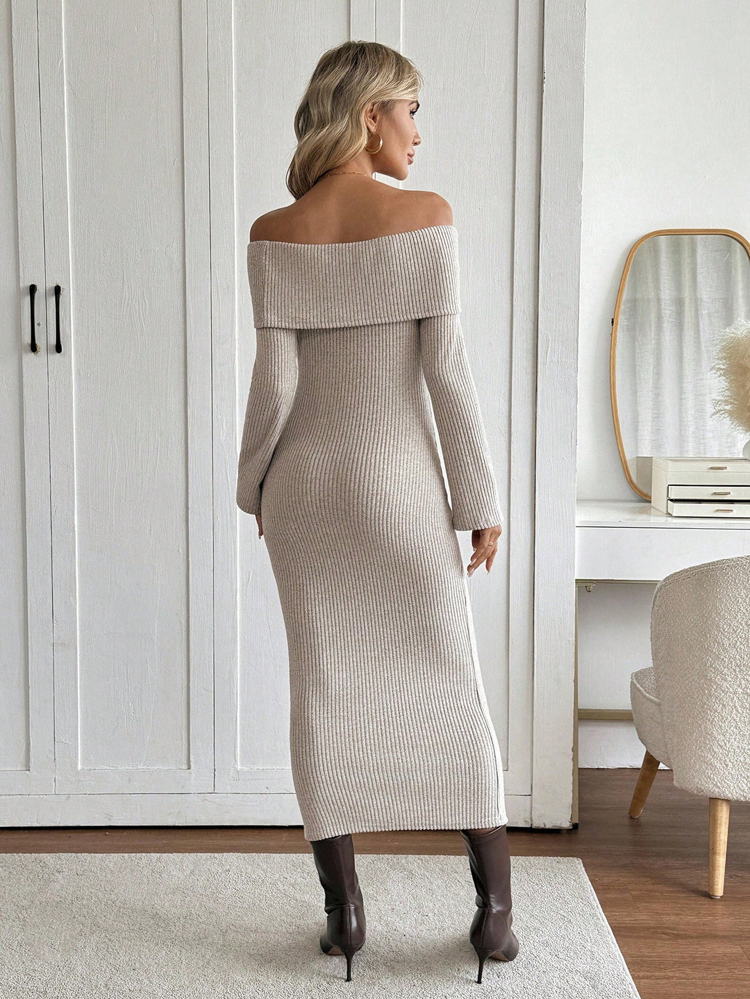 Rochie midi SHEIN, kaki