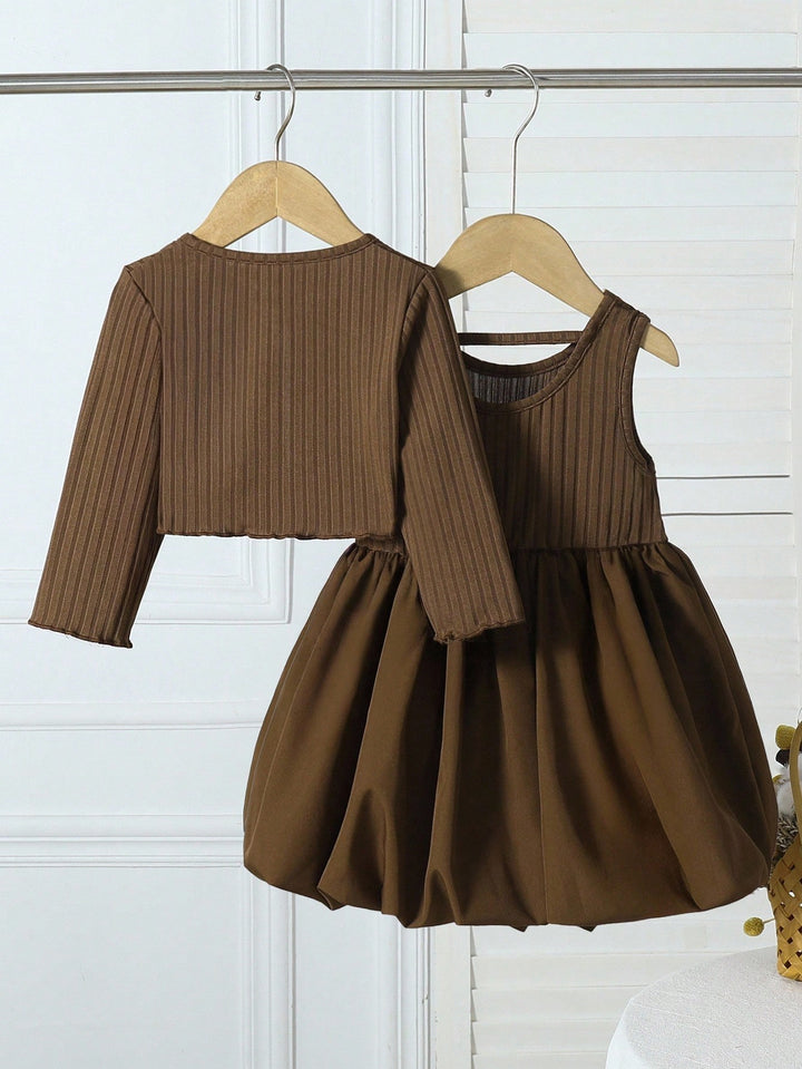 Set bluză și rochie SHEIN, maro