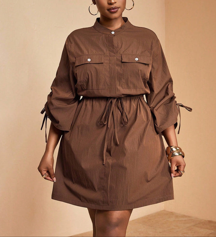 Shein Curve+ miniruha, barna