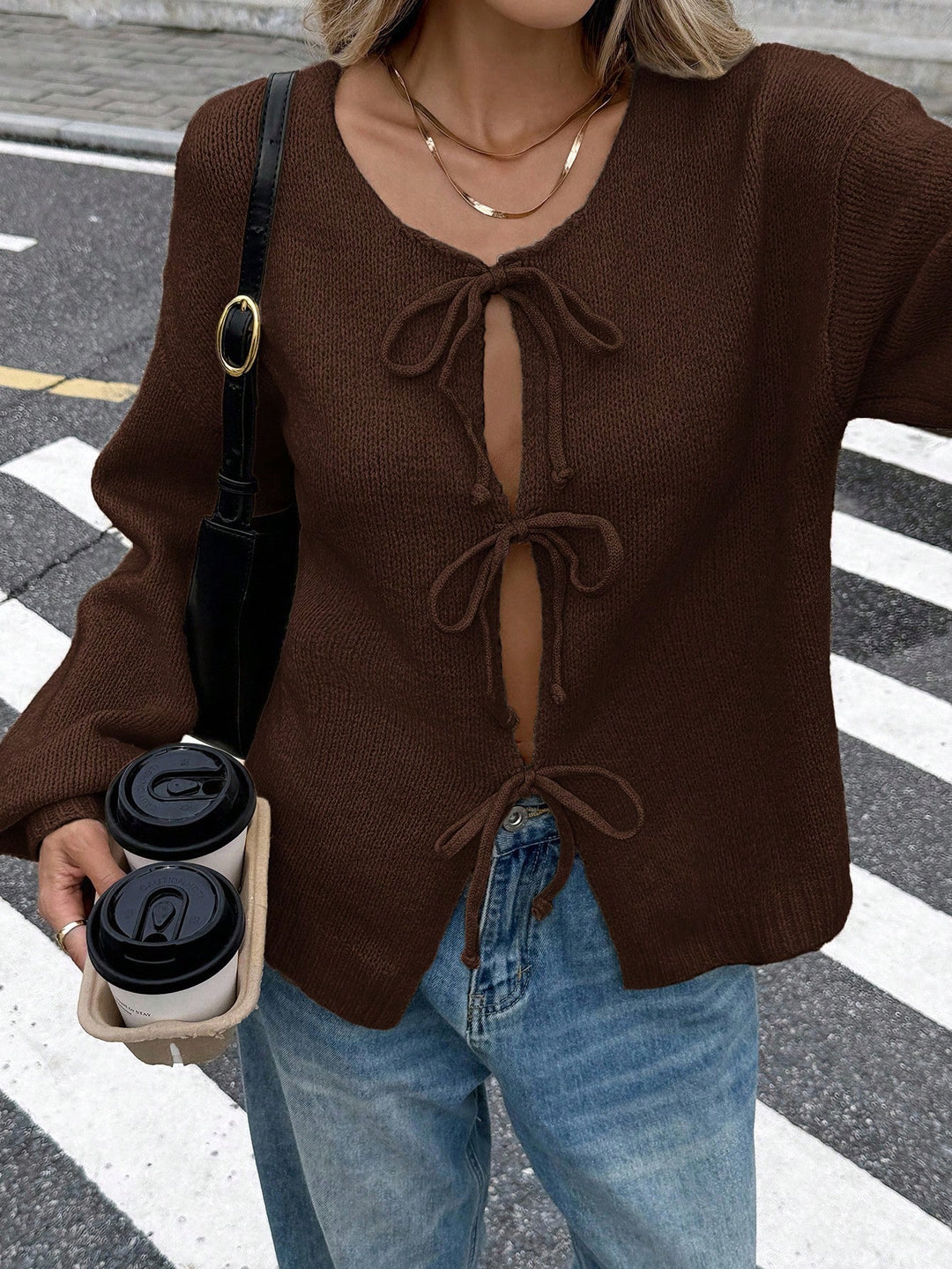 Cardigan SHEIN, maro