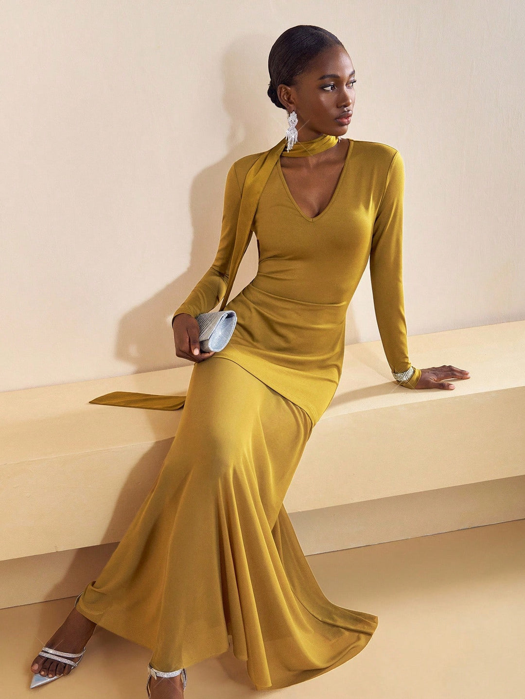 Rochie maxi SHEIN, kaki