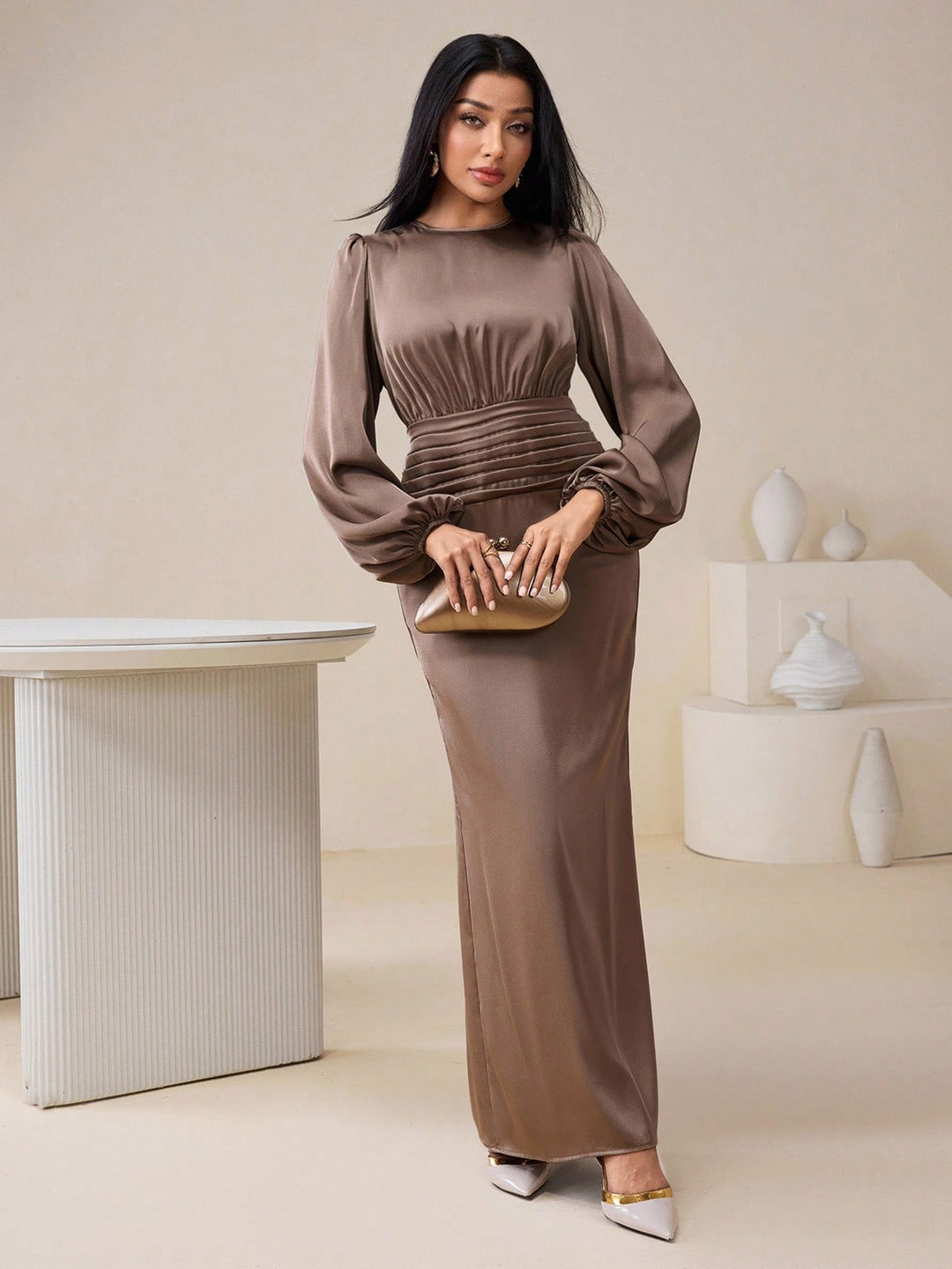 Rochie maxi SHEIN, maro