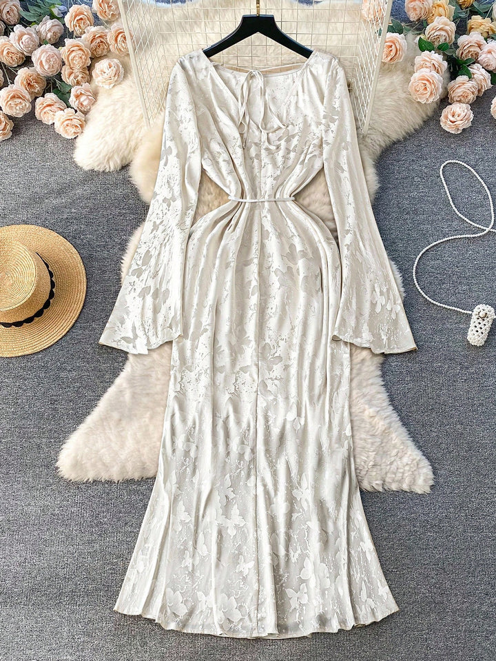 SHEIN maxi ruha, krém színű