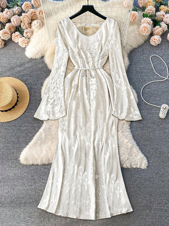SHEIN maxi ruha, krém színű