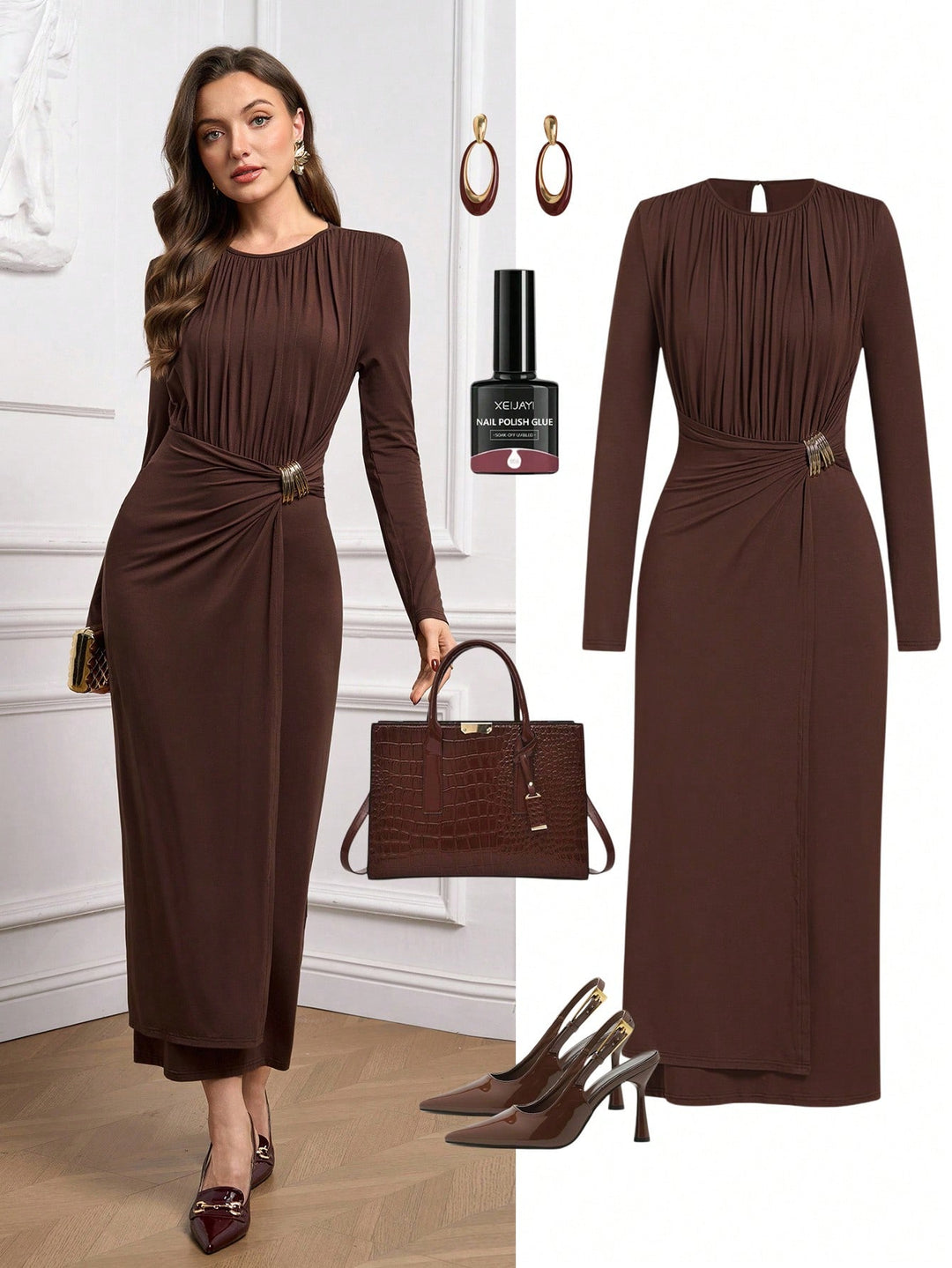 Rochie maxi SHEIN, maro