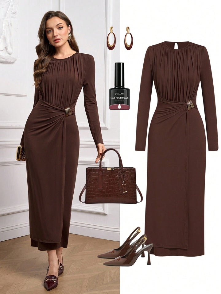 Rochie maxi SHEIN, maro