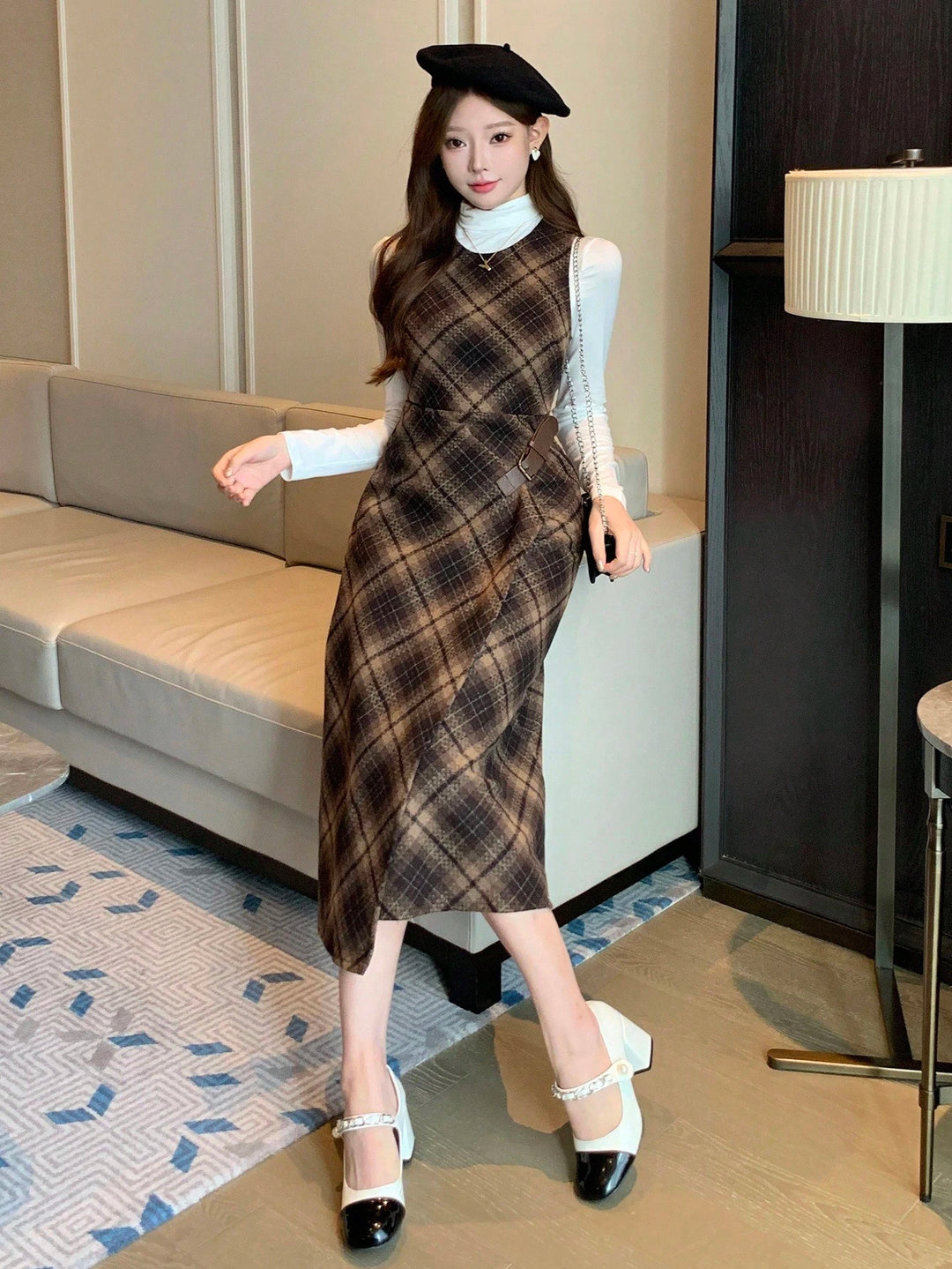 Rochie midi SHEIN, maro