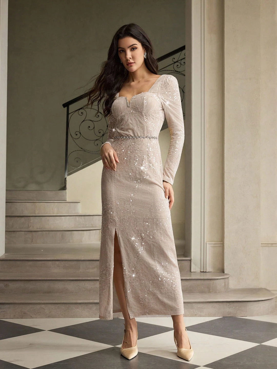 Rochie maxi SHEIN, bej
