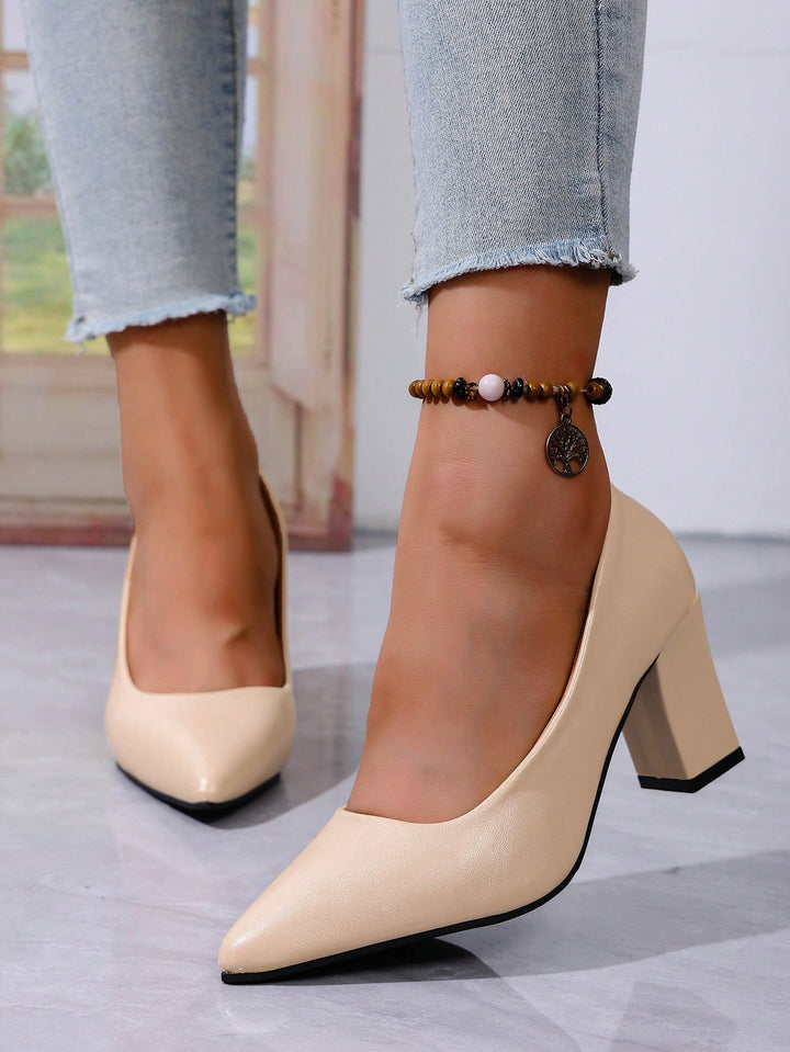 Pantofi cu toc SHEIN, crem