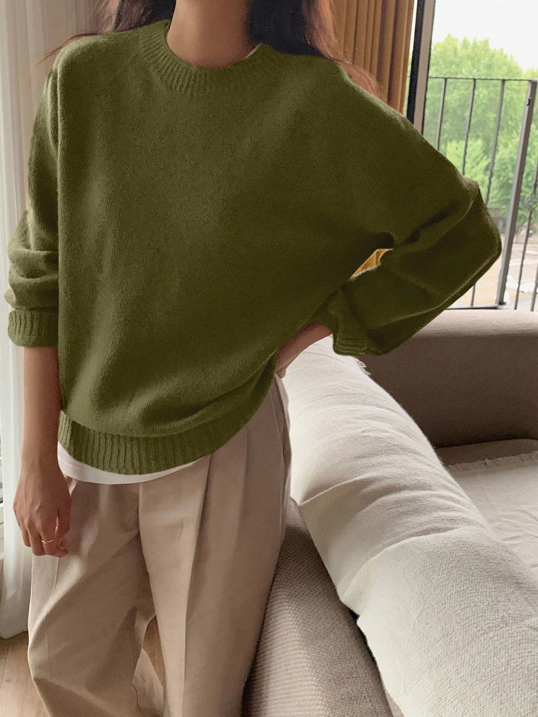 Pulóver SHEIN, khaki
