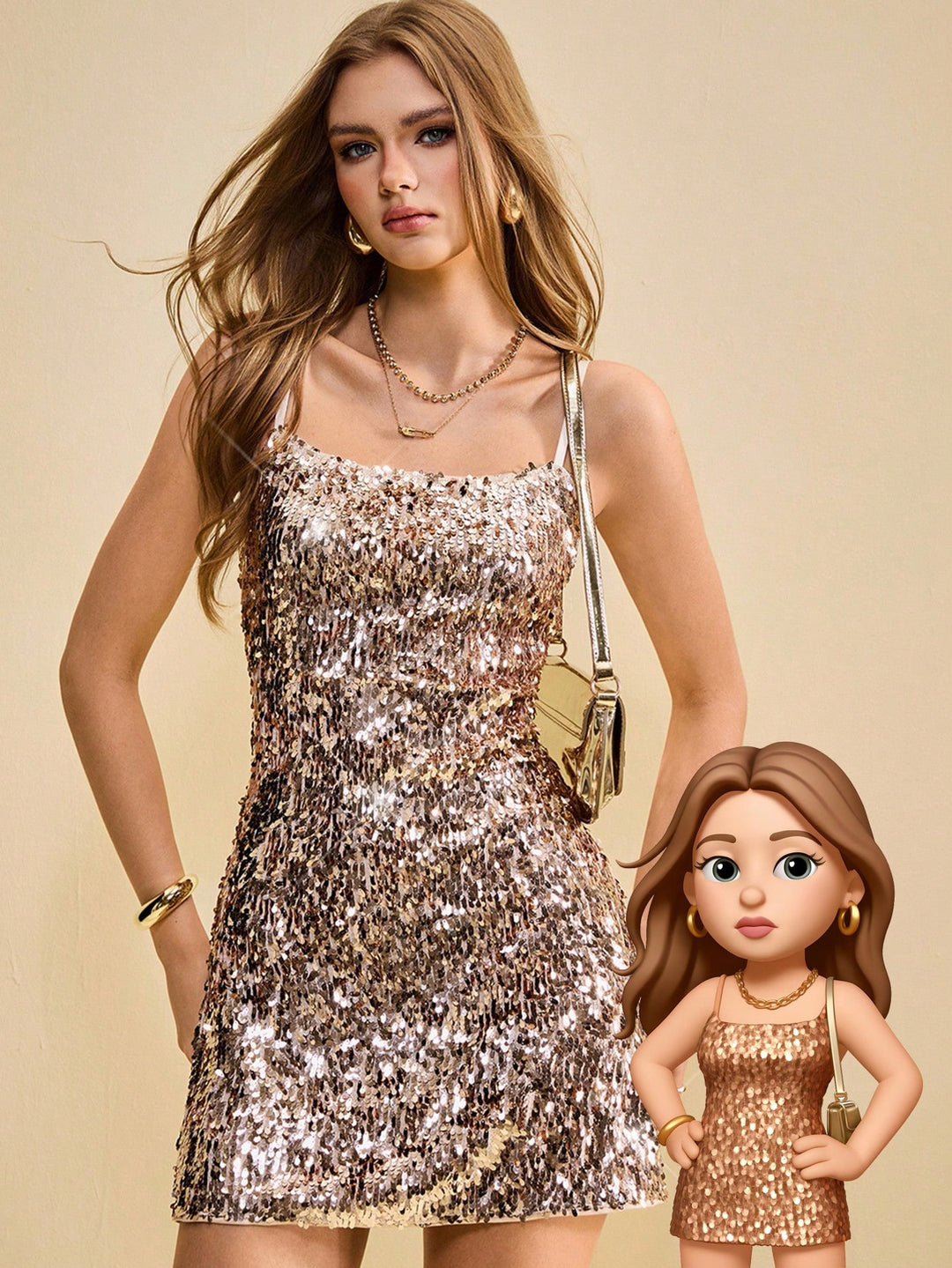 Rochie scurtă SHEIN, auriu