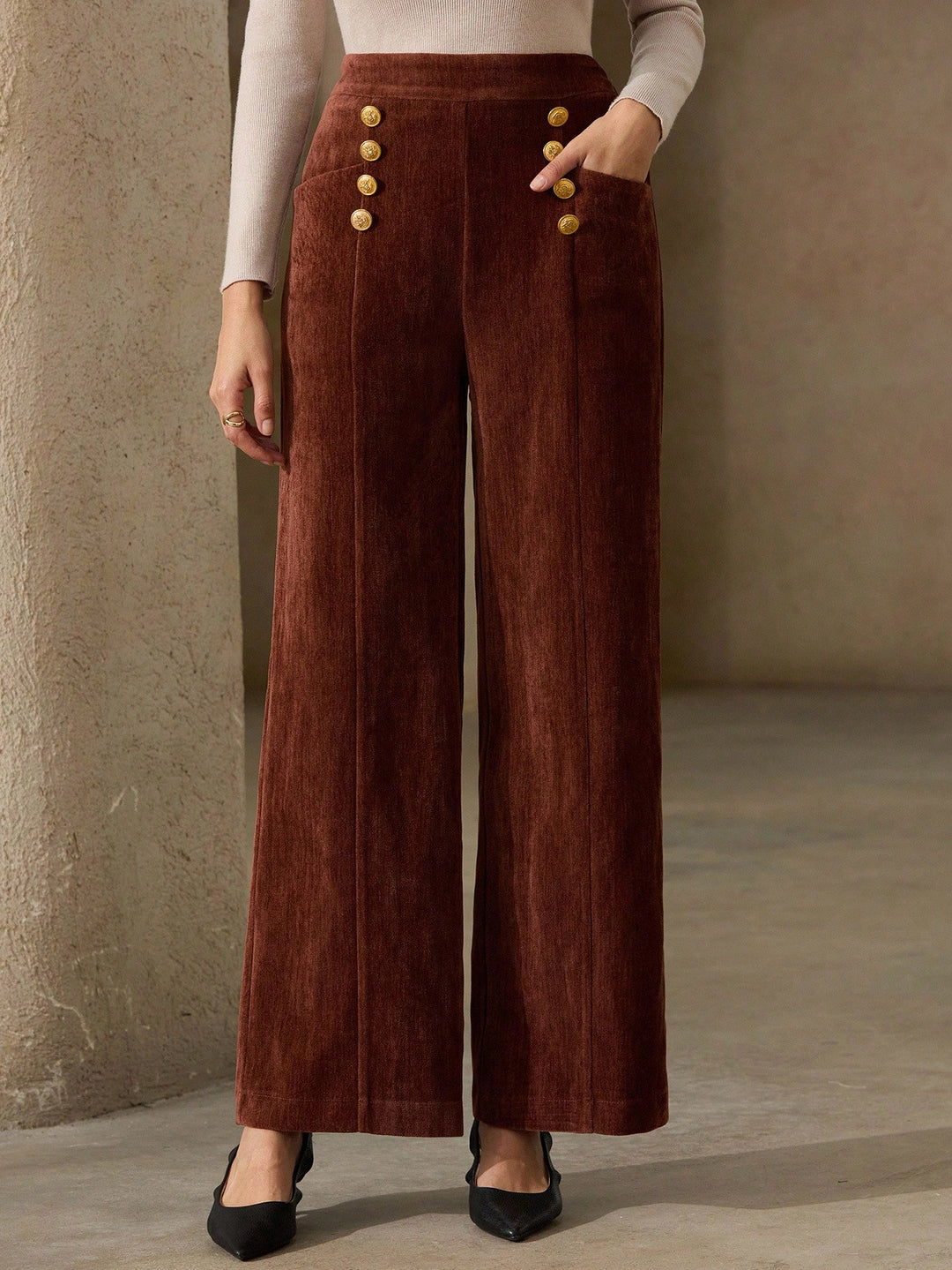 Pantaloni SHEIN, maro