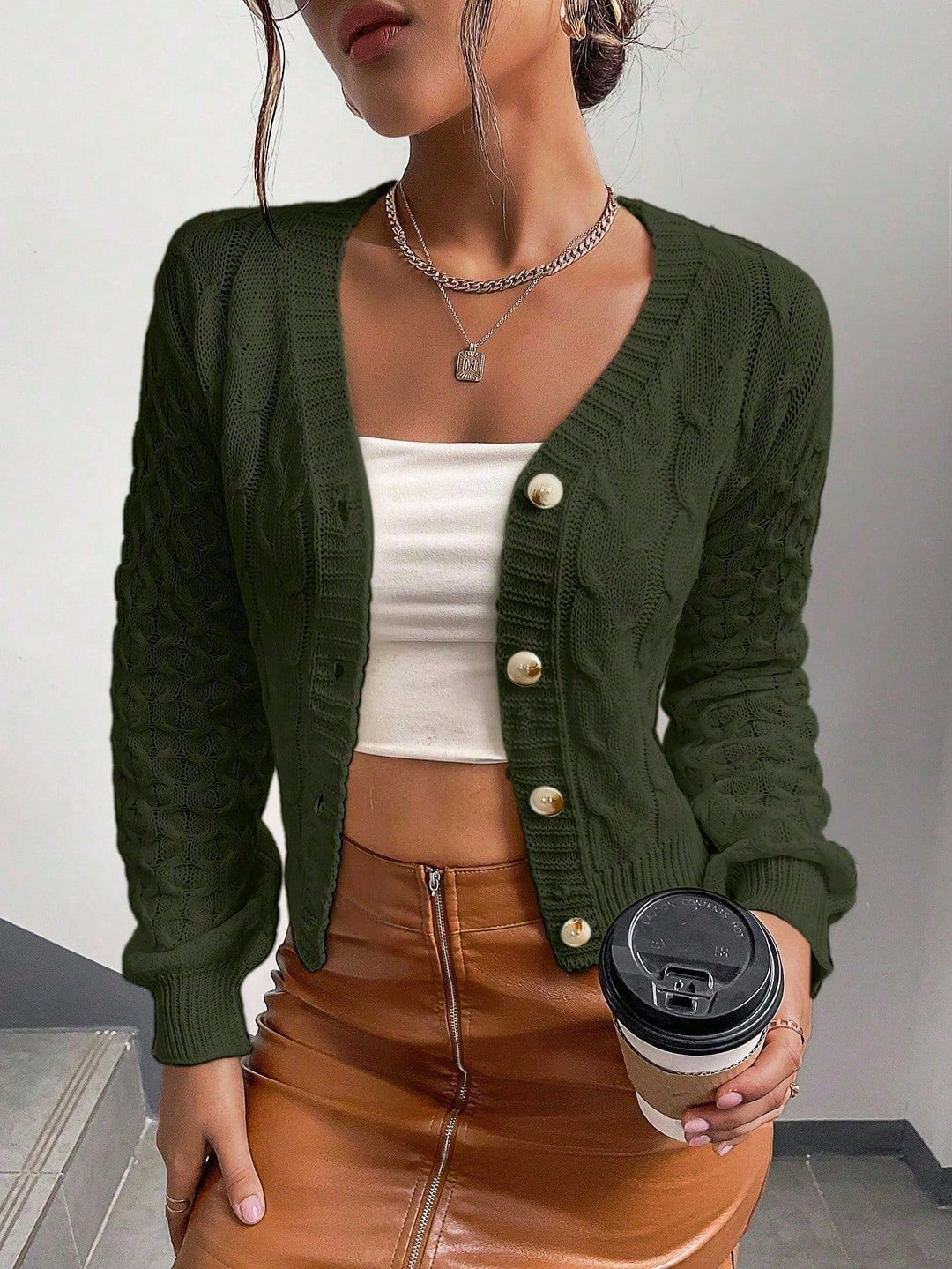 Cardigan SHEIN, kaki