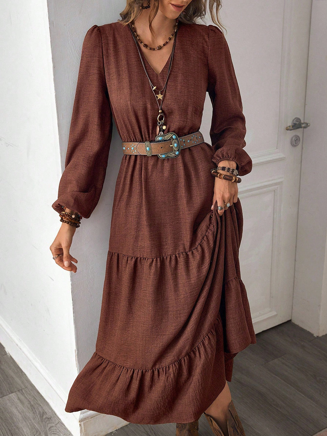 Rochie midi SHEIN, maro