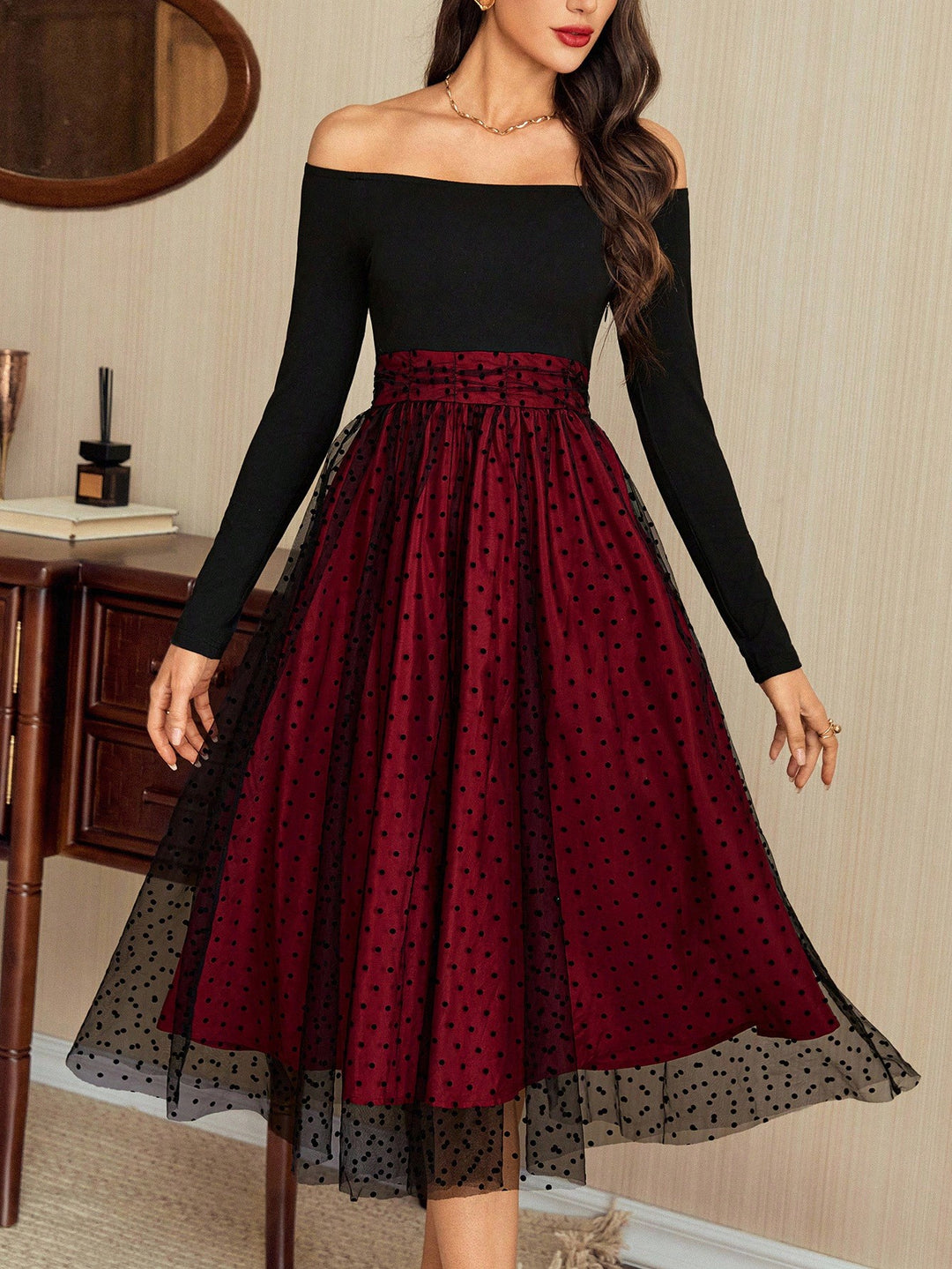 Rochie midi SHEIN, vișiniu