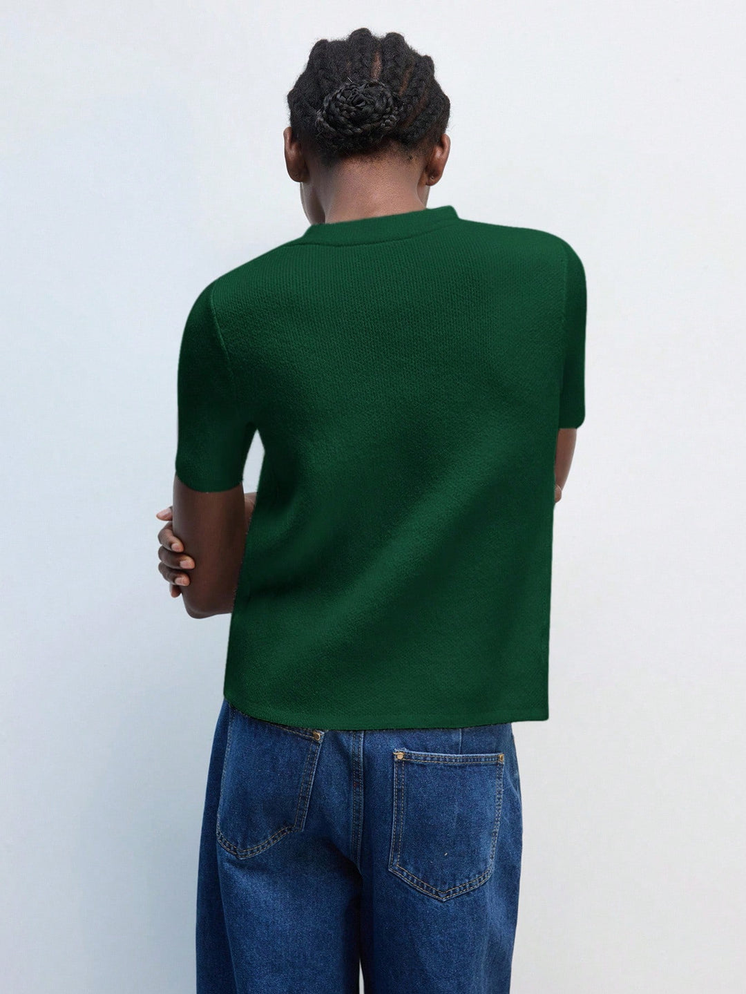 Pulover cu mânecă scurtă SHEIN, verde