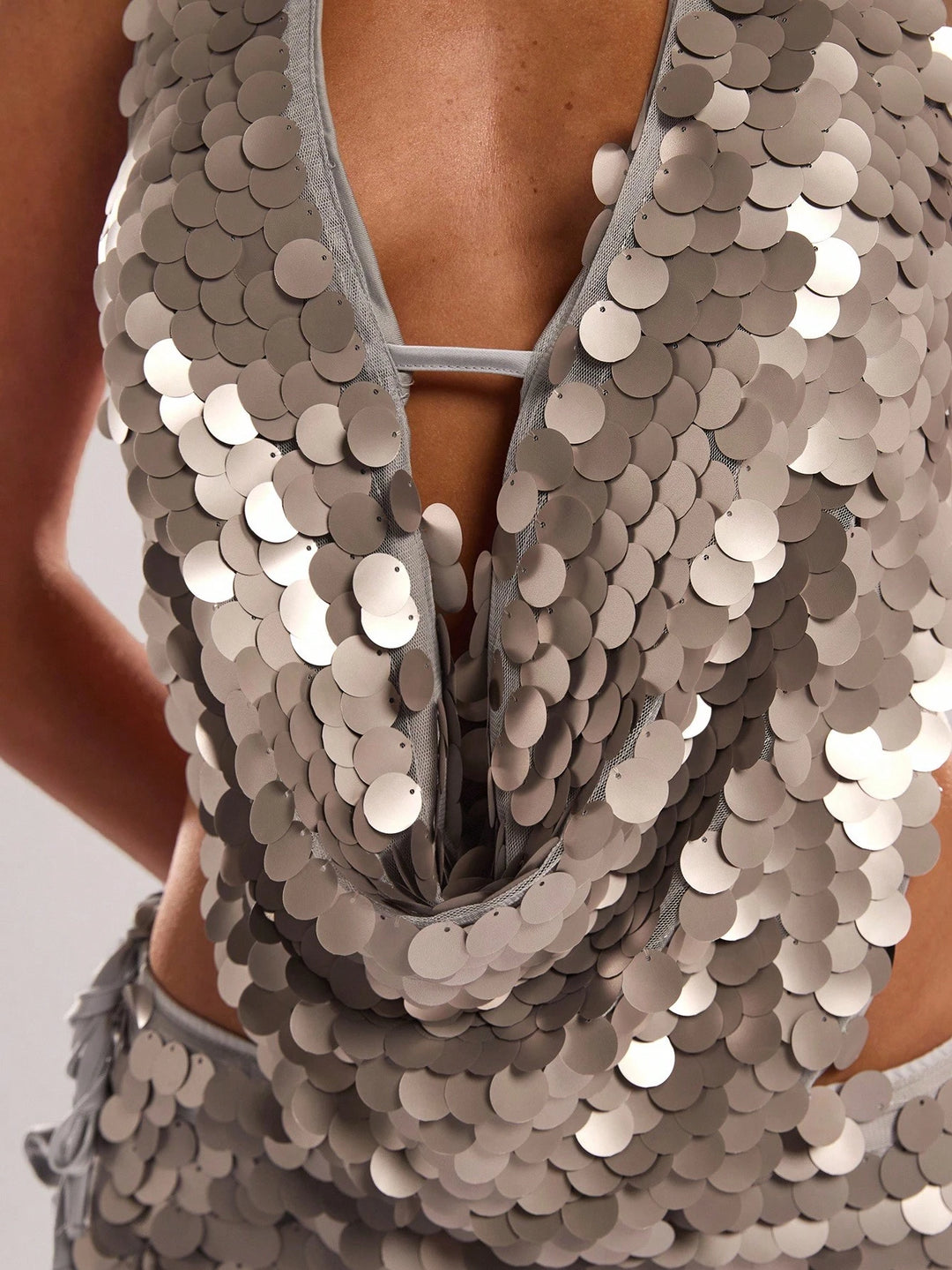 Top Shein, argintiu